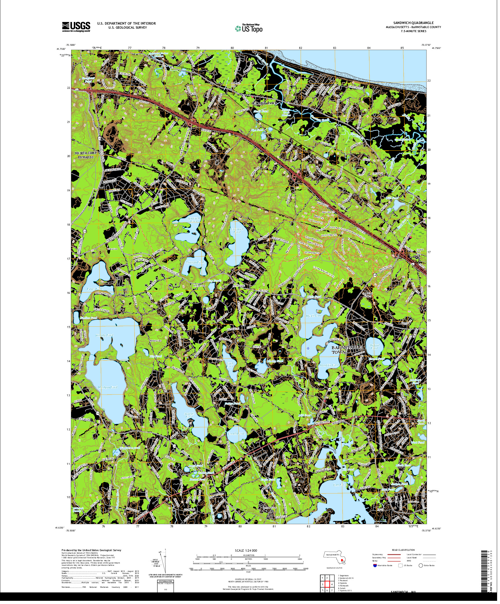 USGS US TOPO 7.5-MINUTE MAP FOR SANDWICH, MA 2021