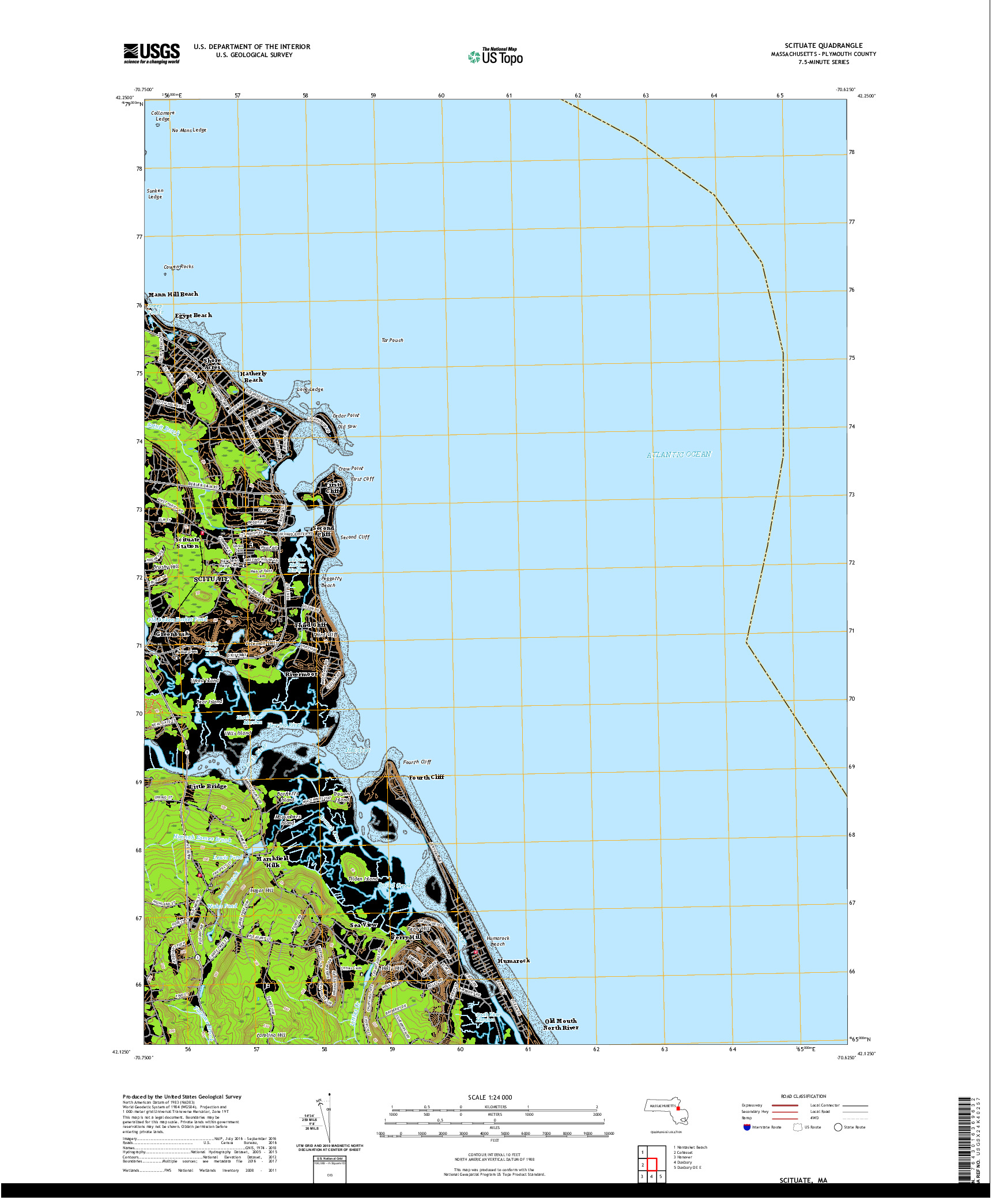 USGS US TOPO 7.5-MINUTE MAP FOR SCITUATE, MA 2021