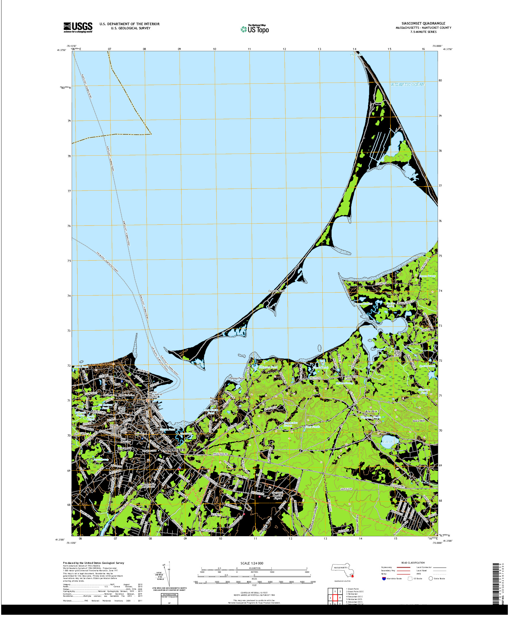USGS US TOPO 7.5-MINUTE MAP FOR SIASCONSET, MA 2021