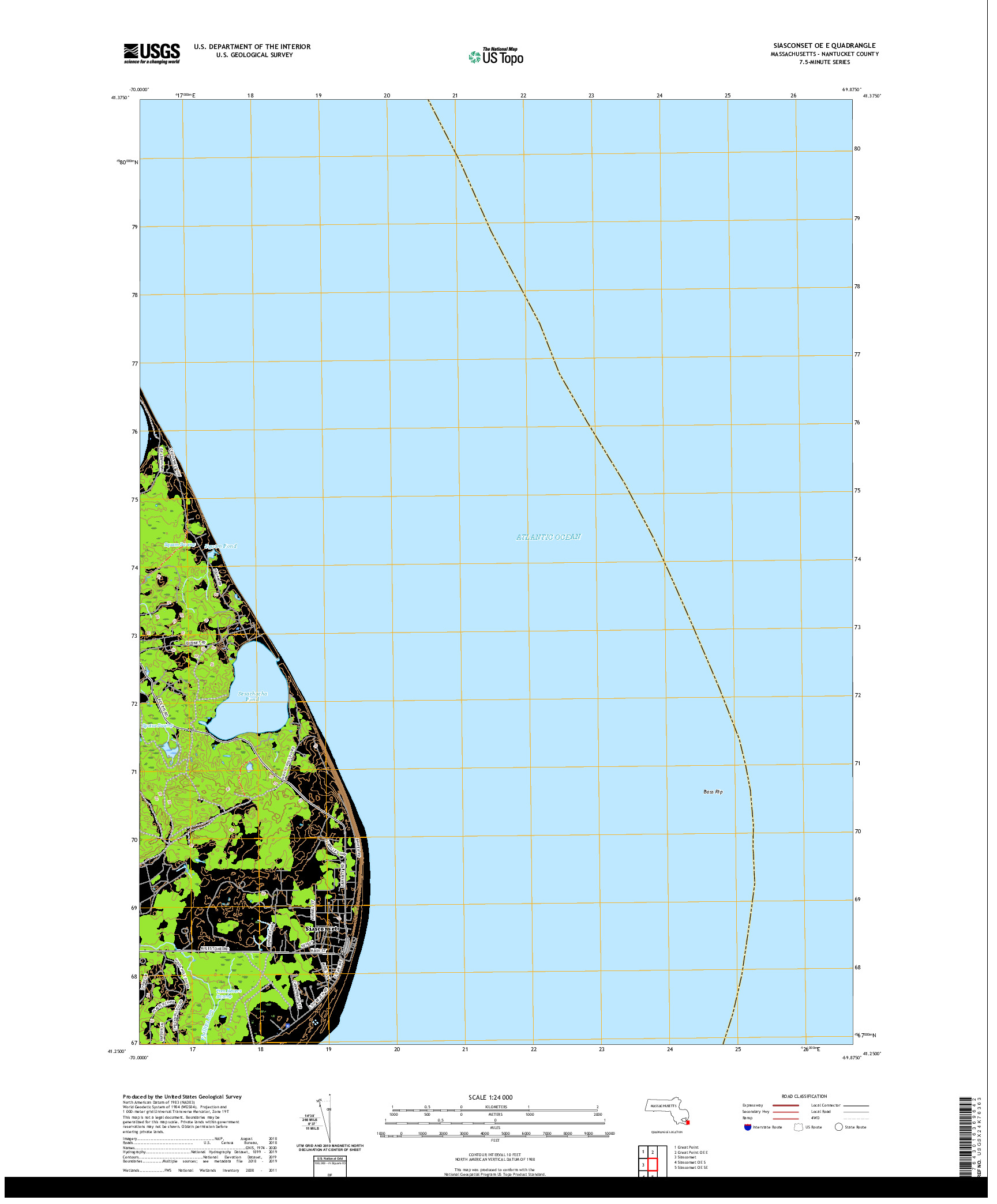 USGS US TOPO 7.5-MINUTE MAP FOR SIASCONSET OE E, MA 2021