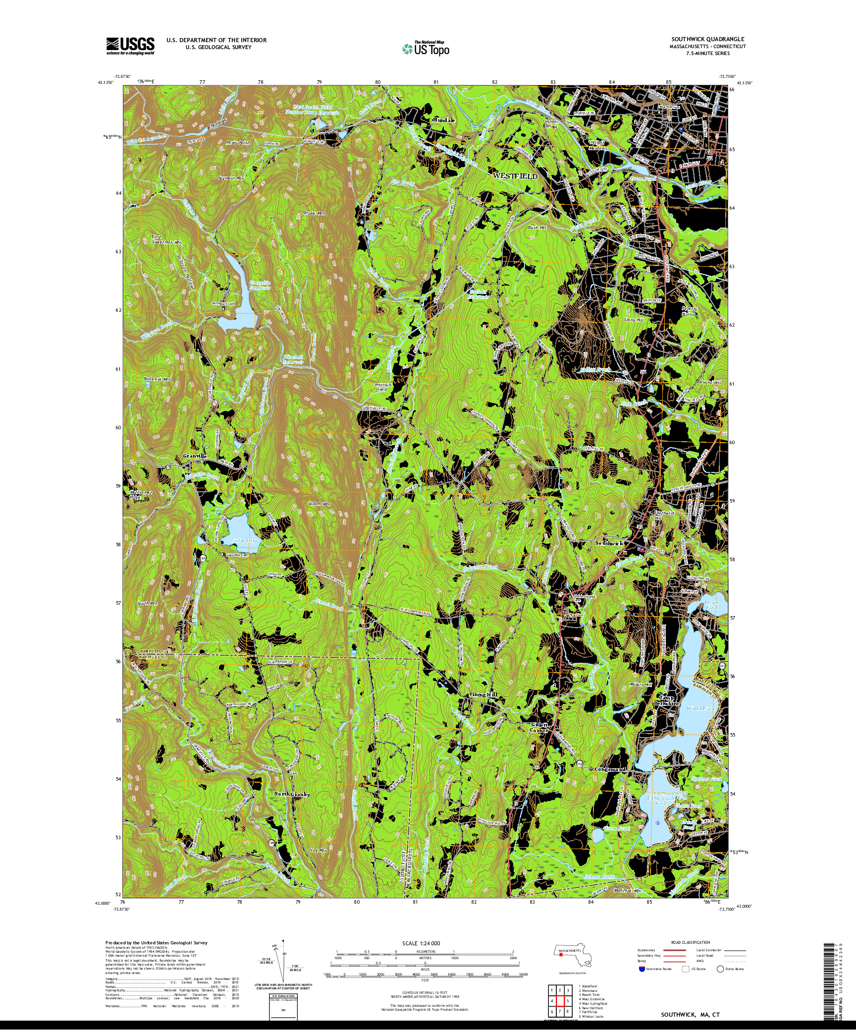 USGS US TOPO 7.5-MINUTE MAP FOR SOUTHWICK, MA,CT 2021