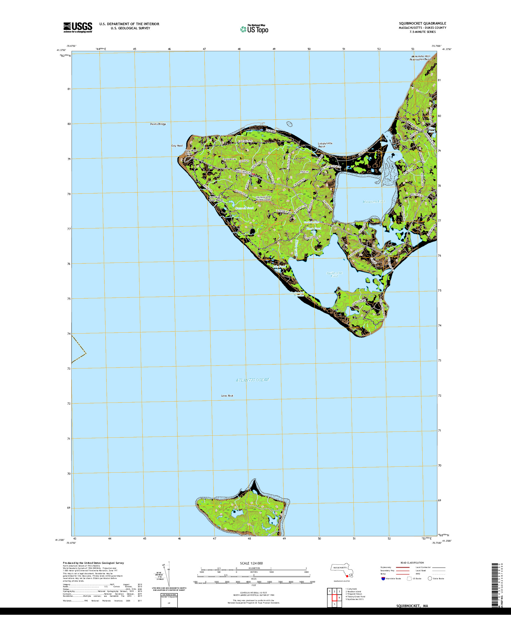 USGS US TOPO 7.5-MINUTE MAP FOR SQUIBNOCKET, MA 2021