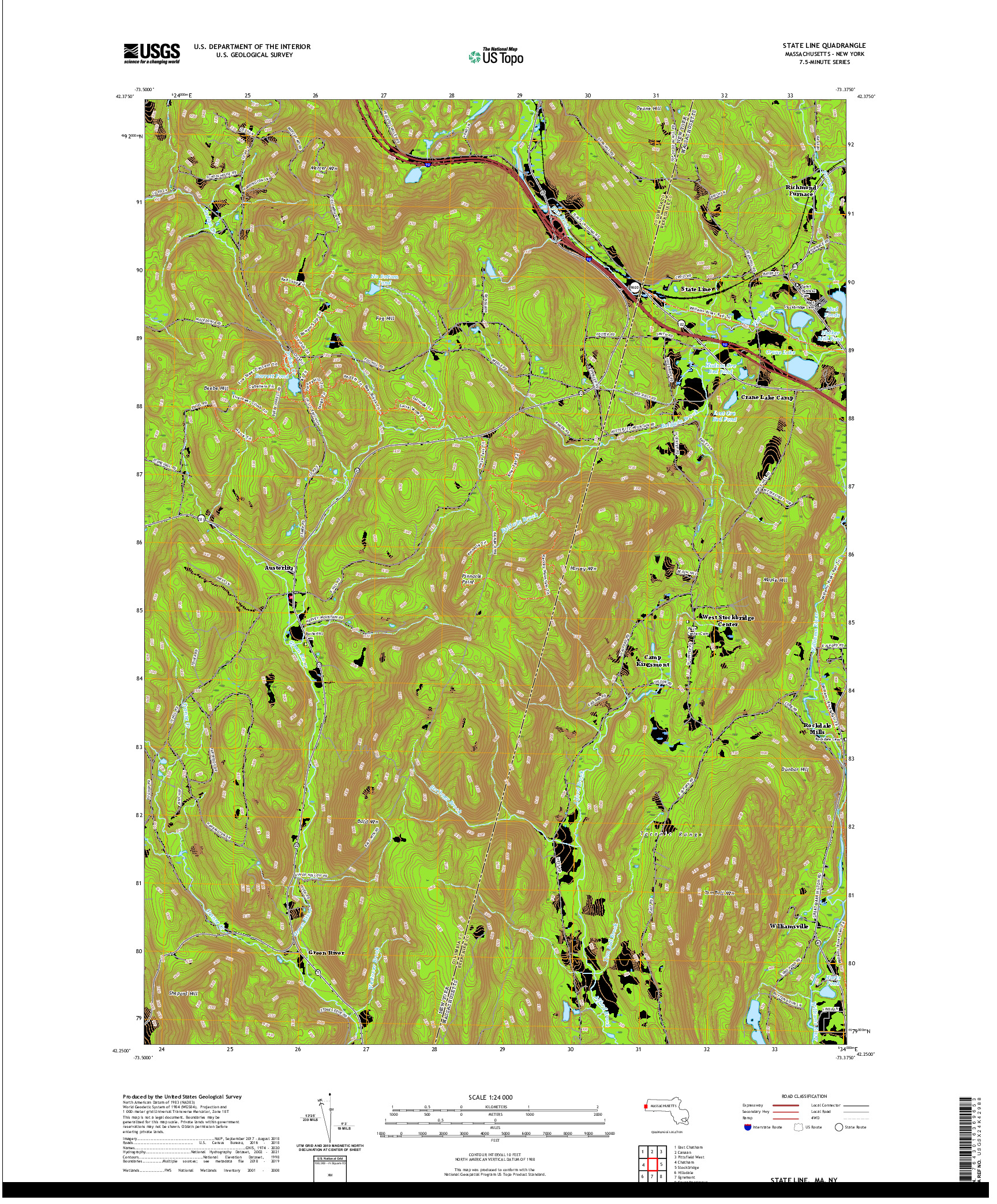 USGS US TOPO 7.5-MINUTE MAP FOR STATE LINE, MA,NY 2021