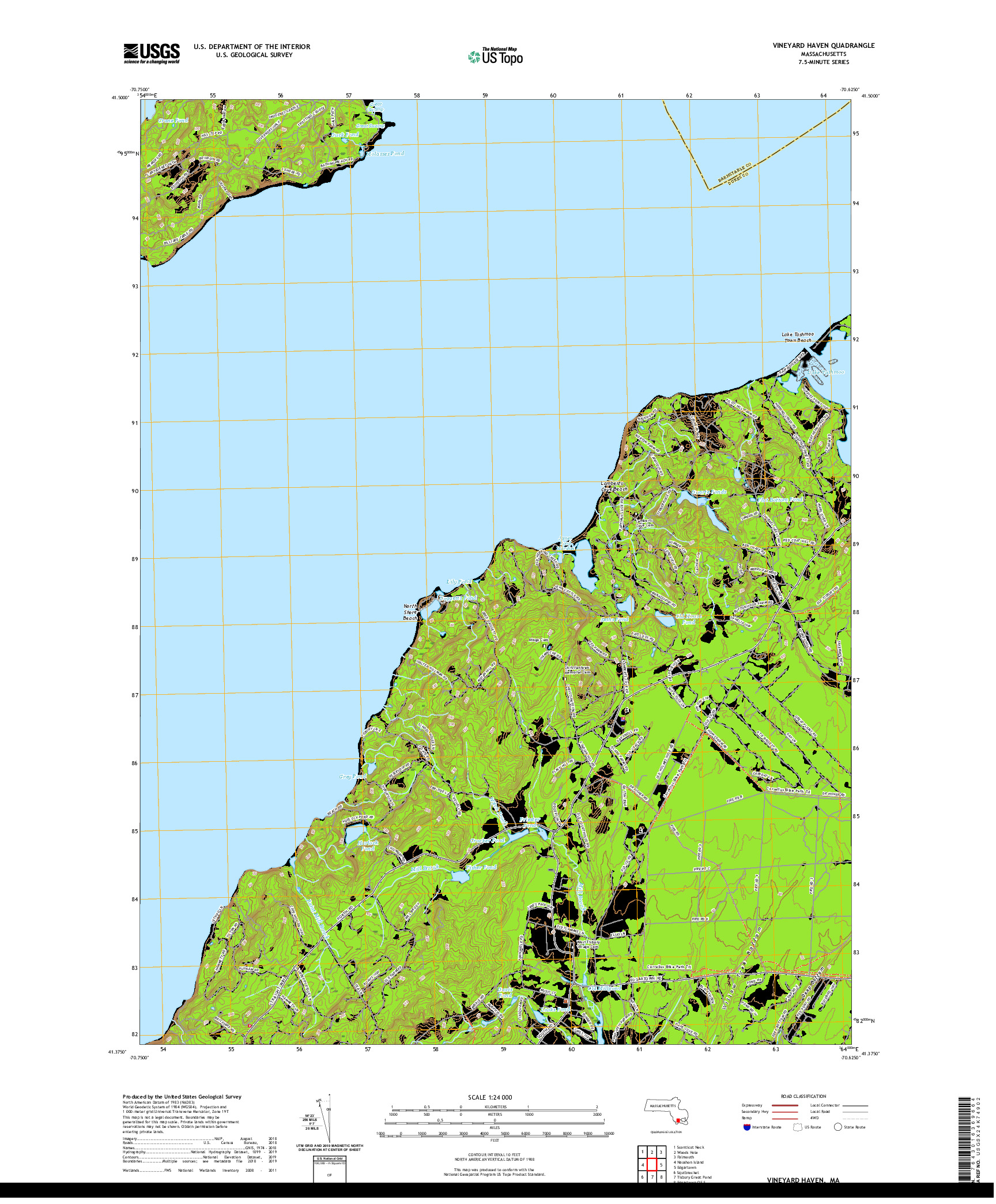 USGS US TOPO 7.5-MINUTE MAP FOR VINEYARD HAVEN, MA 2021