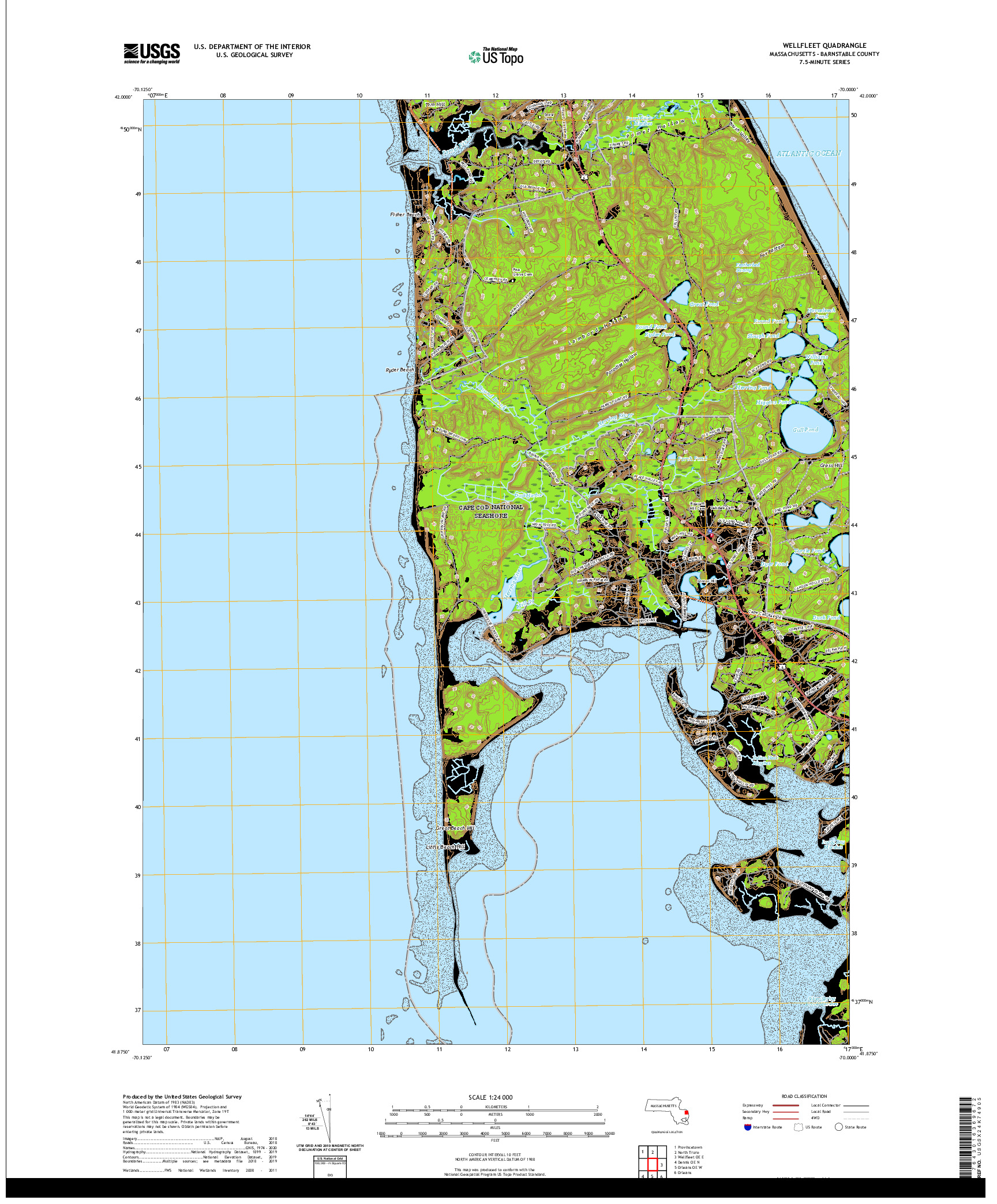 USGS US TOPO 7.5-MINUTE MAP FOR WELLFLEET, MA 2021
