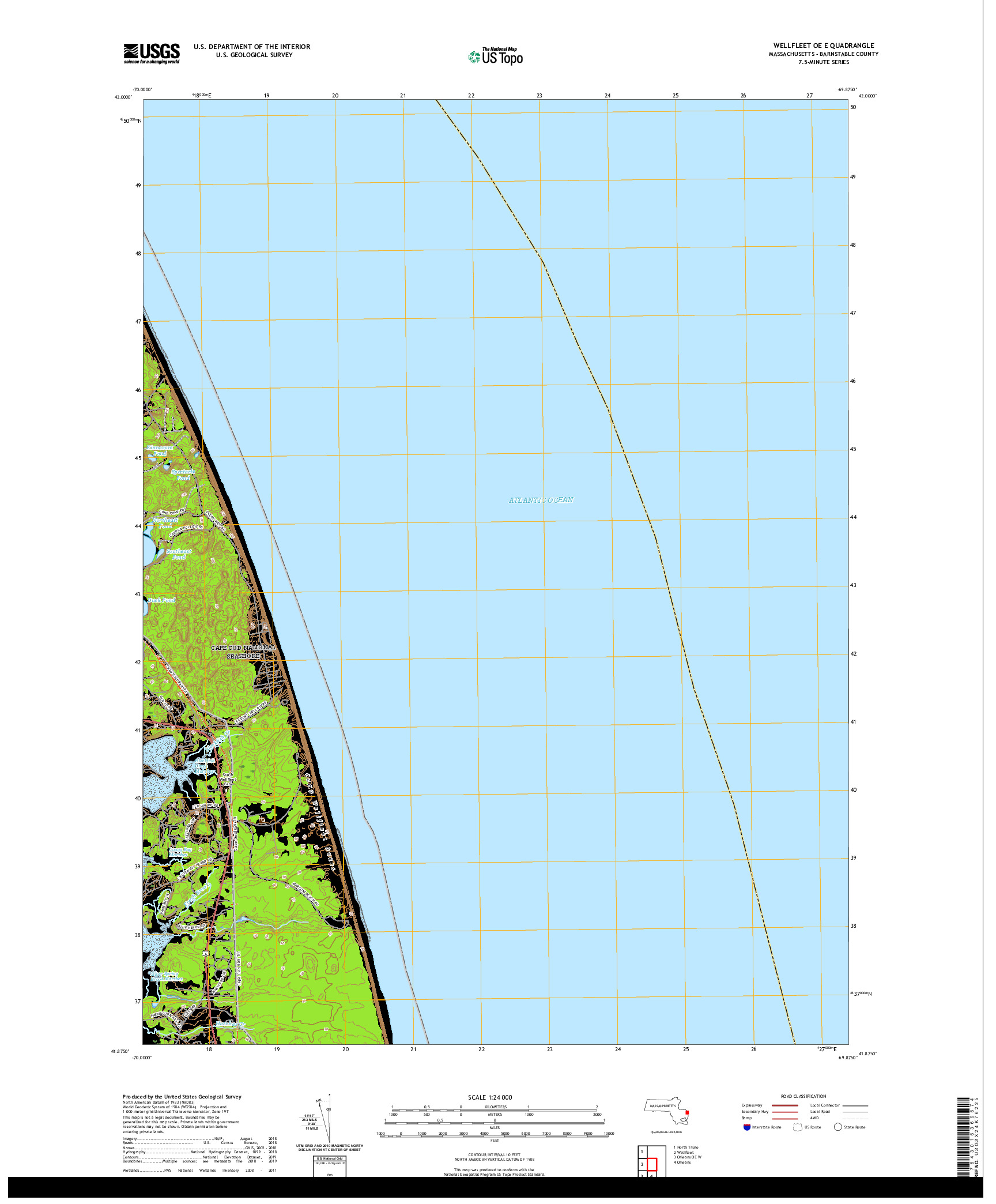 USGS US TOPO 7.5-MINUTE MAP FOR WELLFLEET OE E, MA 2021