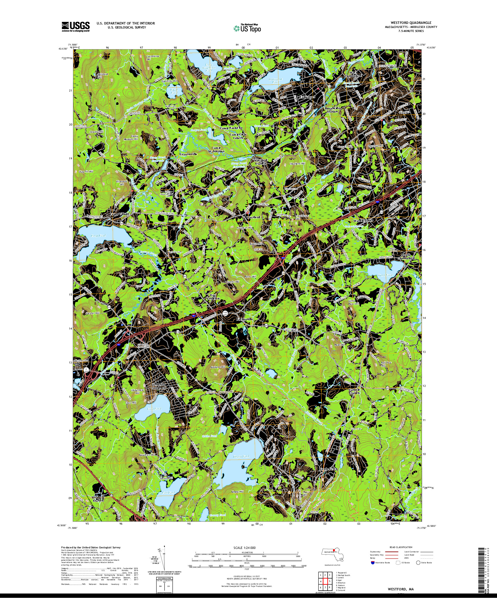 USGS US TOPO 7.5-MINUTE MAP FOR WESTFORD, MA 2021