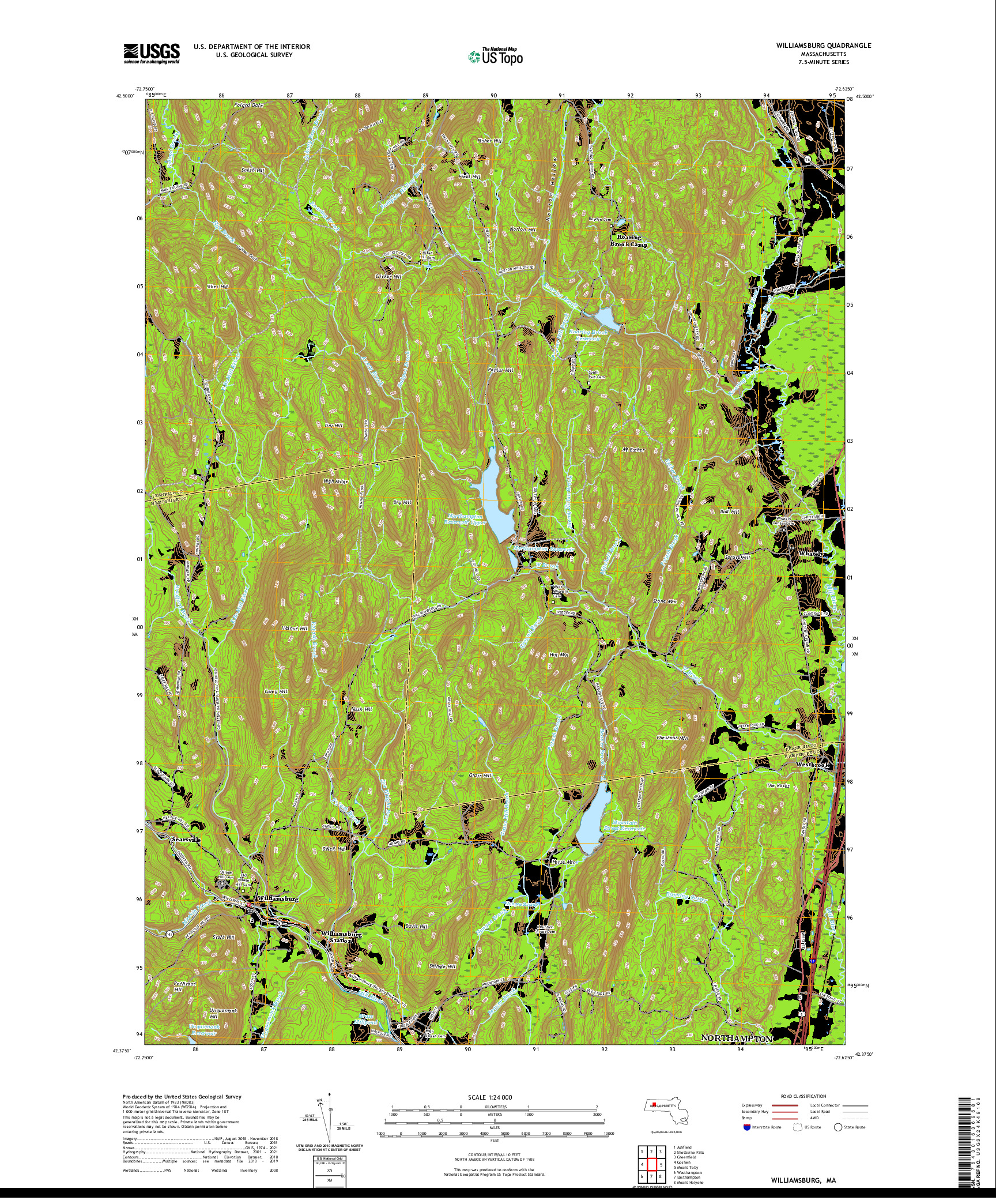 USGS US TOPO 7.5-MINUTE MAP FOR WILLIAMSBURG, MA 2021