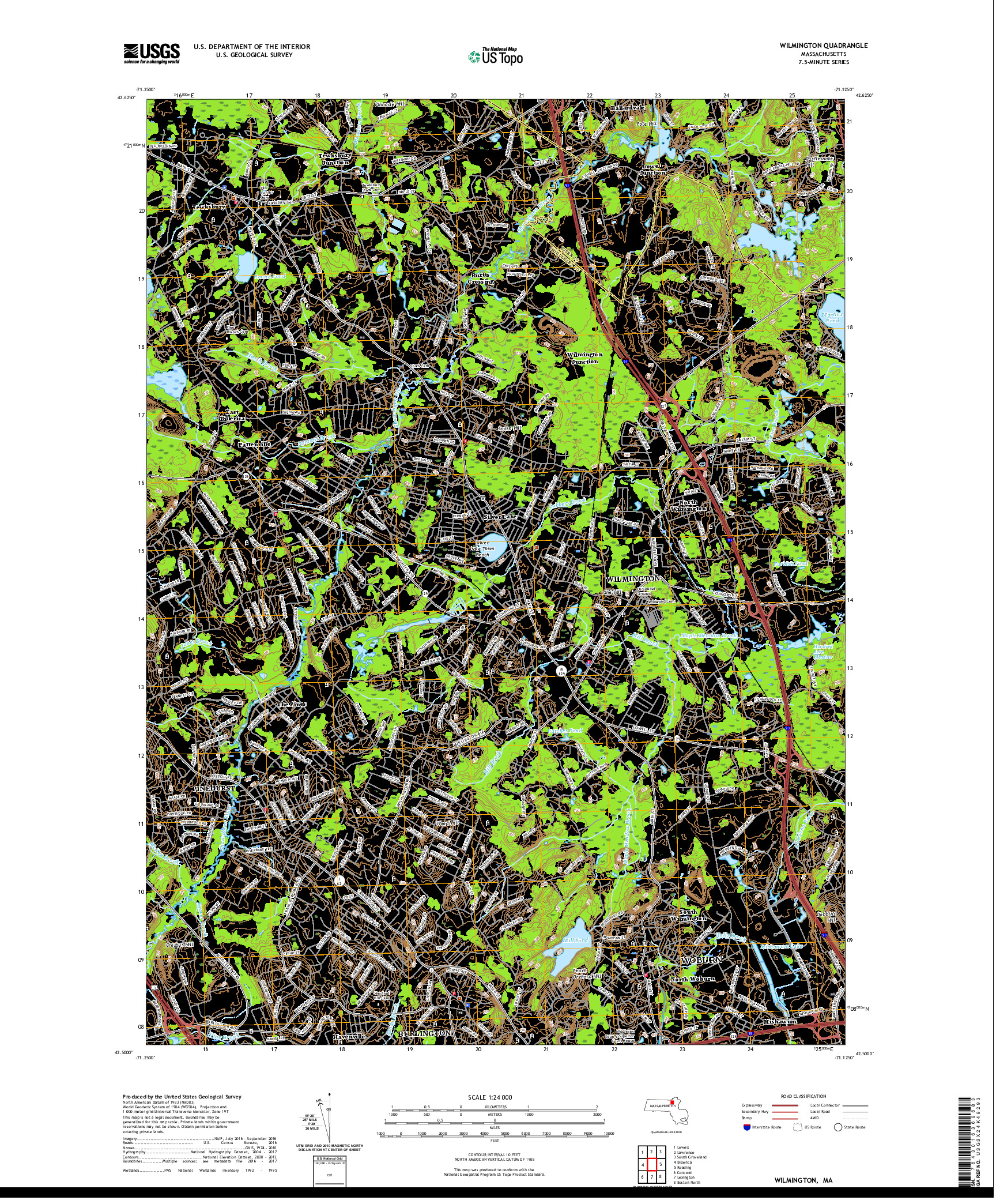 USGS US TOPO 7.5-MINUTE MAP FOR WILMINGTON, MA 2021