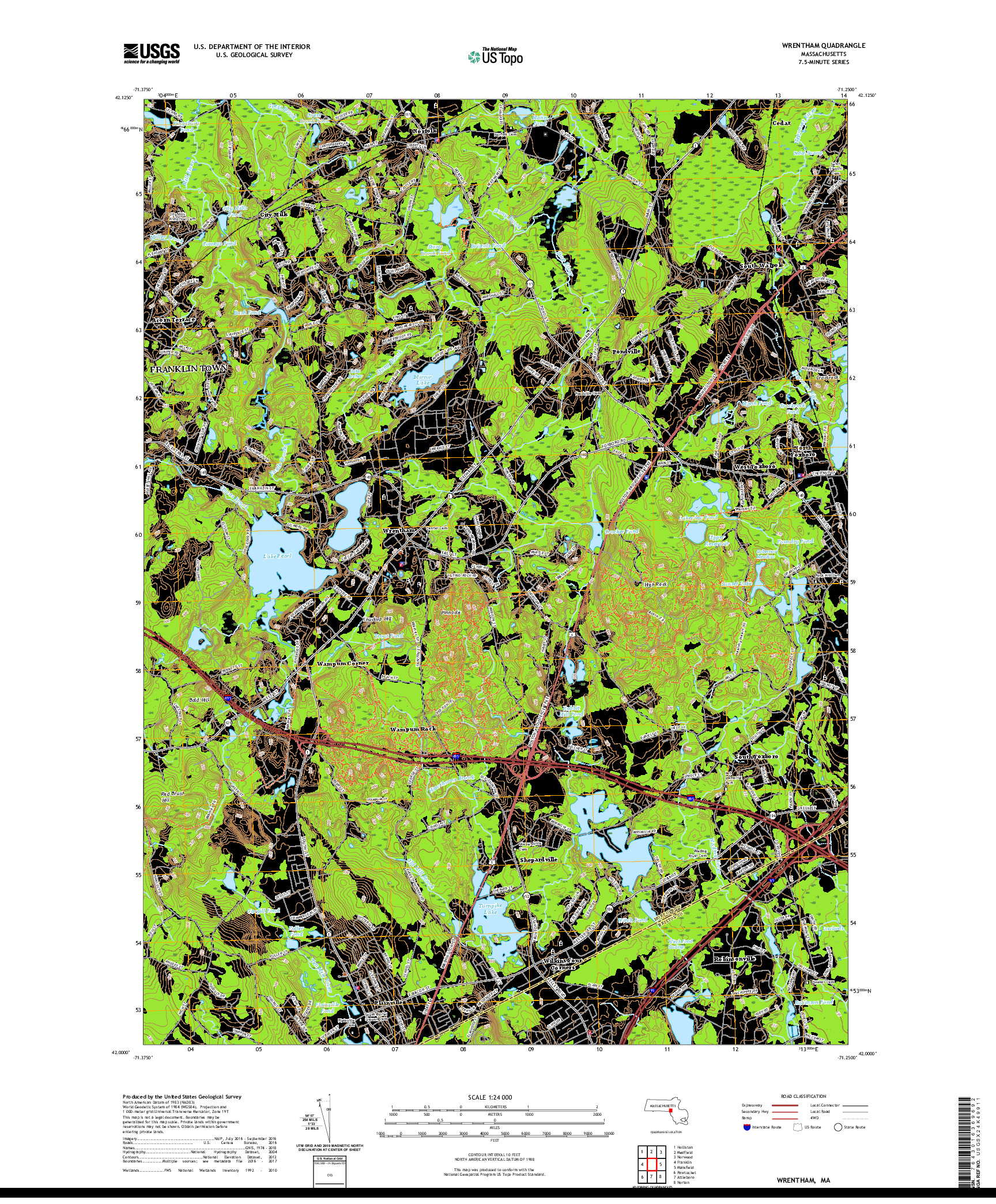 USGS US TOPO 7.5-MINUTE MAP FOR WRENTHAM, MA 2021