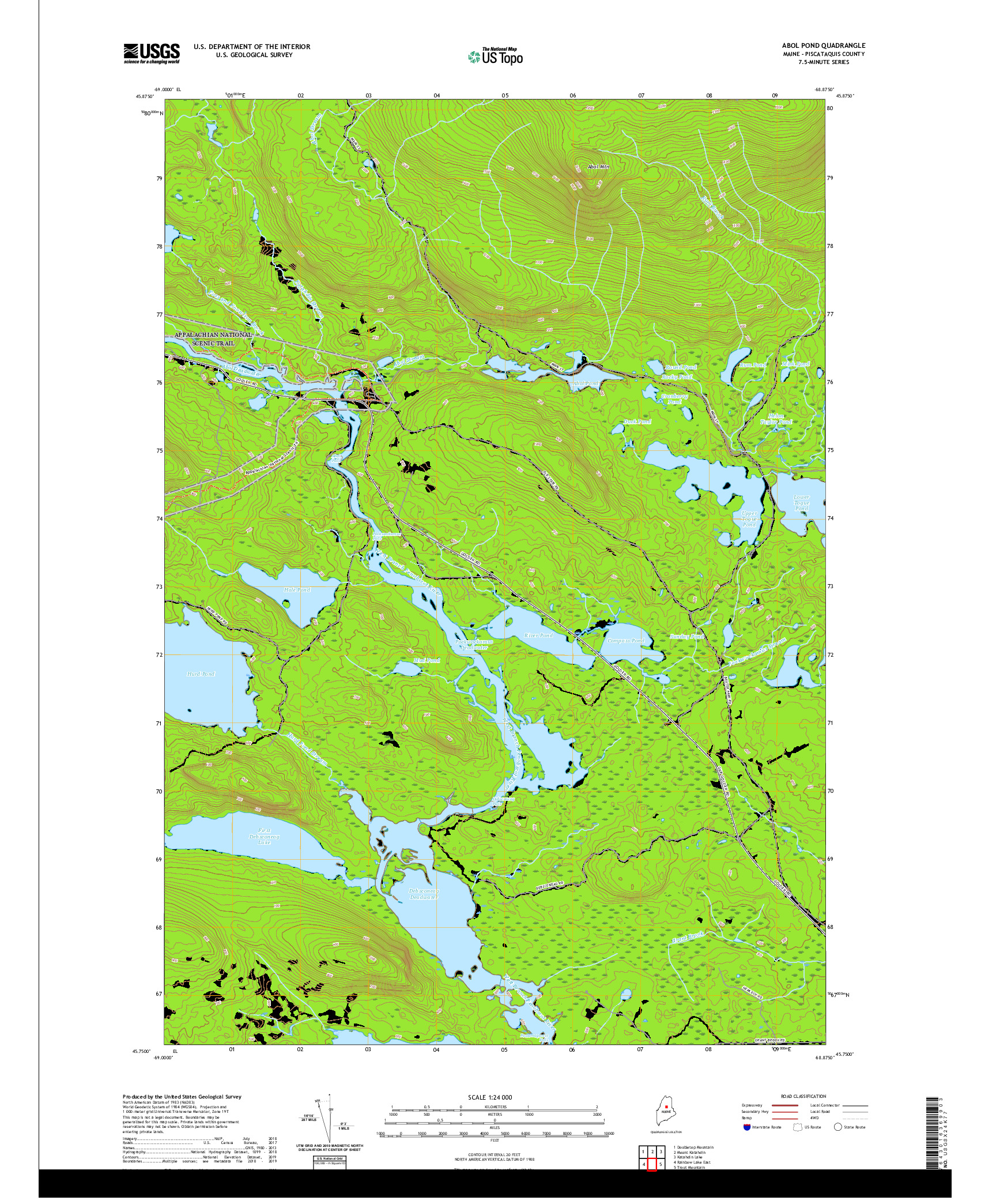 USGS US TOPO 7.5-MINUTE MAP FOR ABOL POND, ME 2021