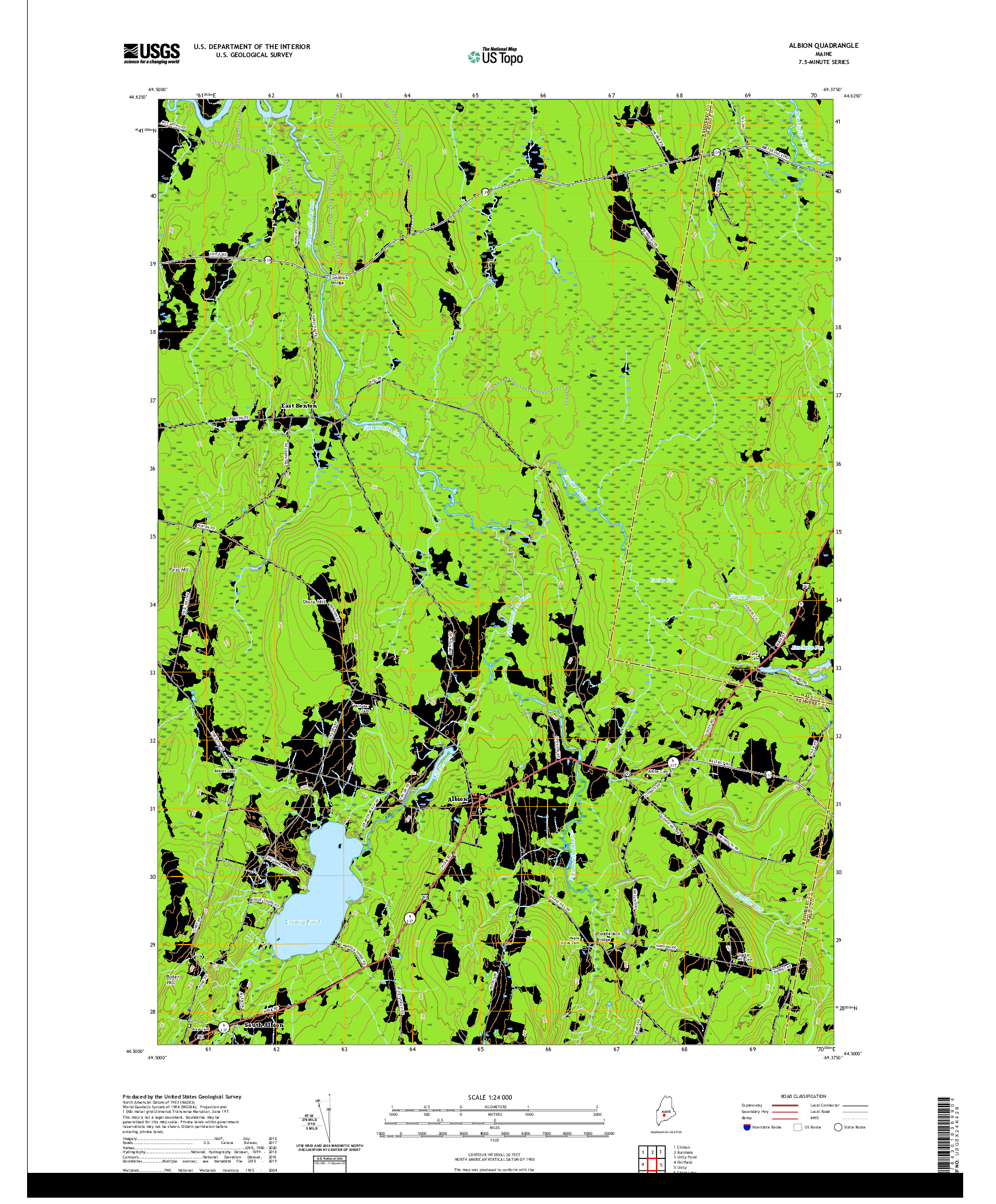 USGS US TOPO 7.5-MINUTE MAP FOR ALBION, ME 2021