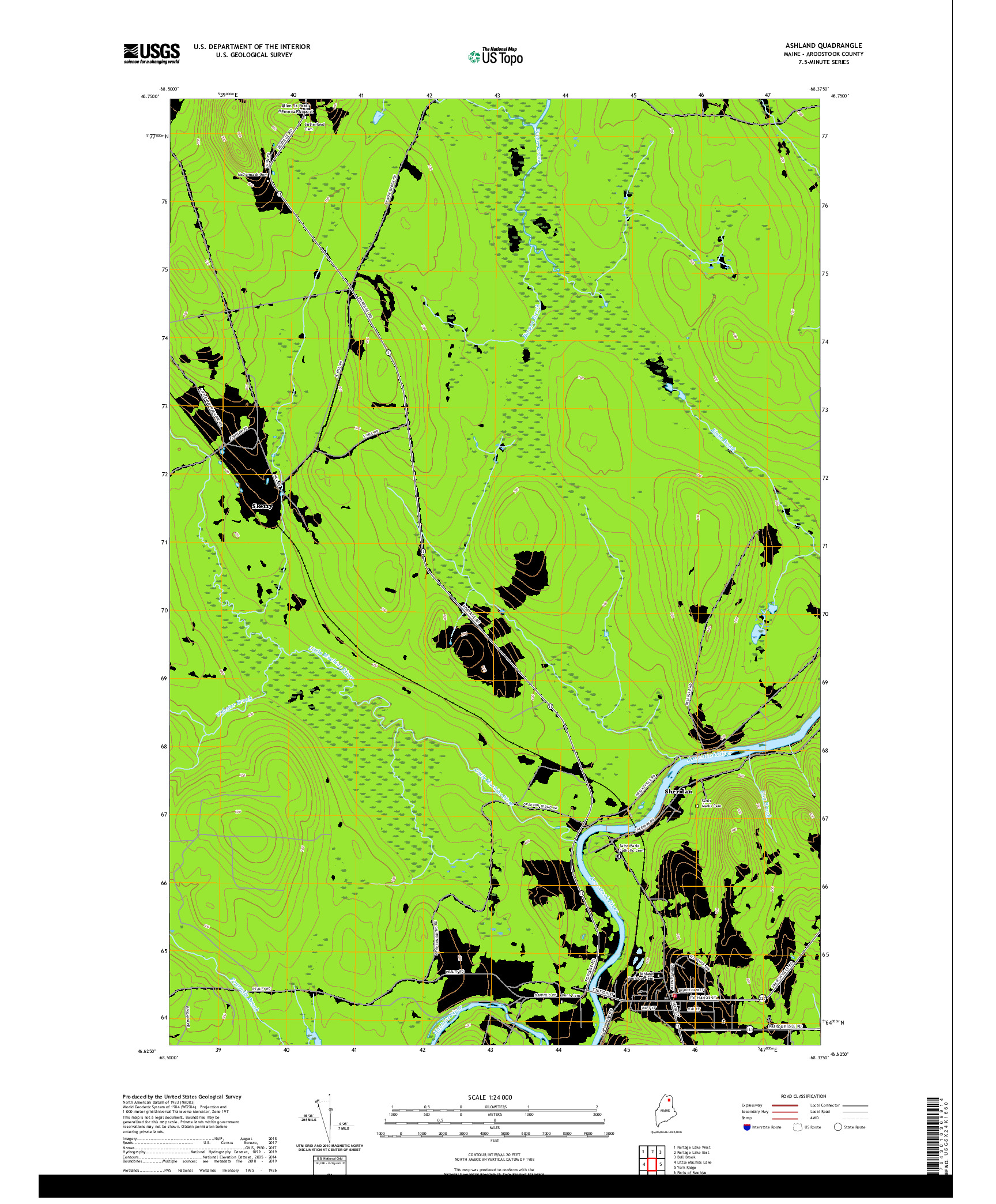 USGS US TOPO 7.5-MINUTE MAP FOR ASHLAND, ME 2021