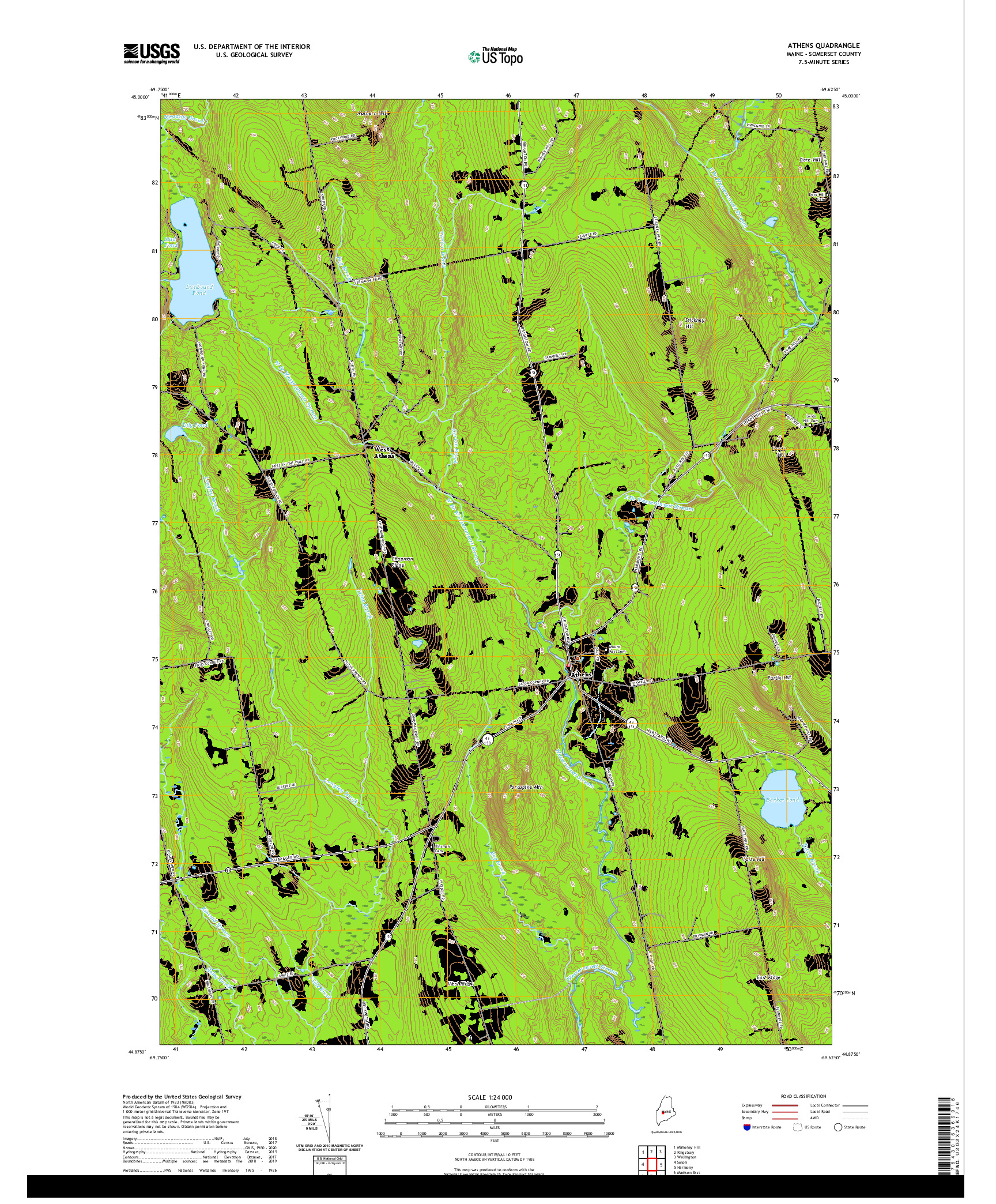 USGS US TOPO 7.5-MINUTE MAP FOR ATHENS, ME 2021