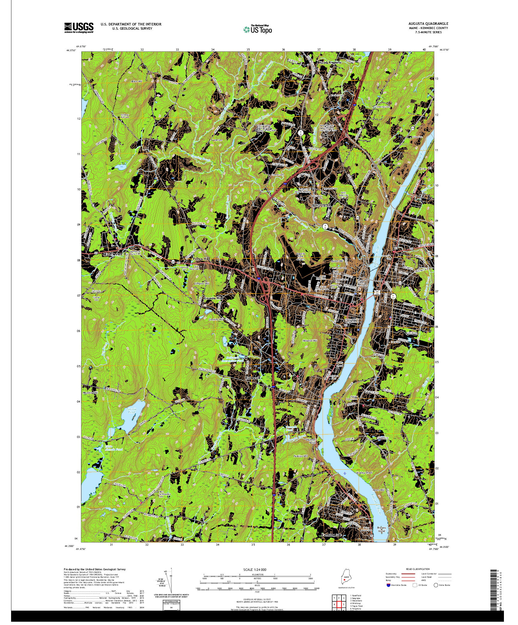 USGS US TOPO 7.5-MINUTE MAP FOR AUGUSTA, ME 2021