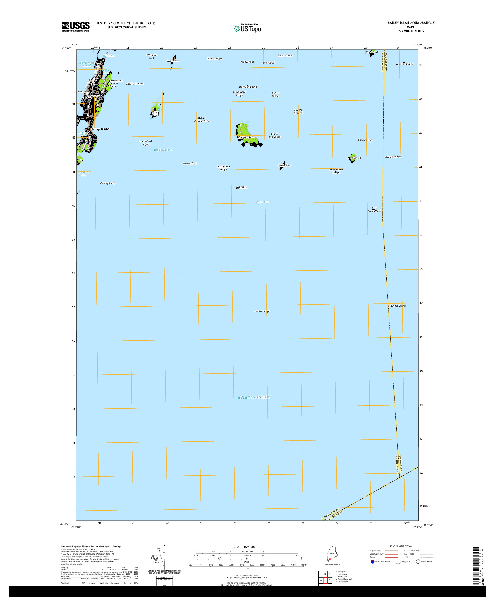 USGS US TOPO 7.5-MINUTE MAP FOR BAILEY ISLAND, ME 2021