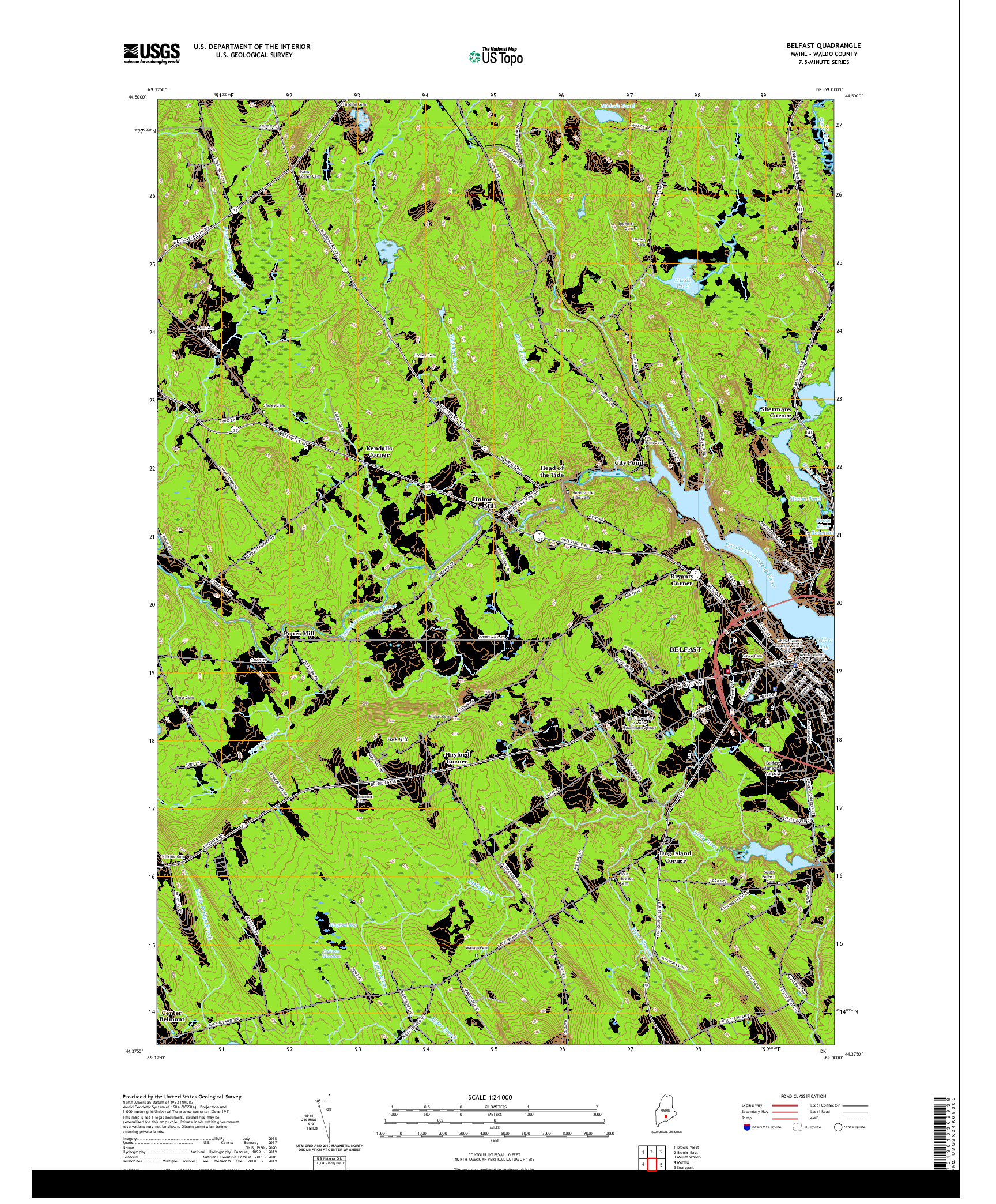 USGS US TOPO 7.5-MINUTE MAP FOR BELFAST, ME 2021