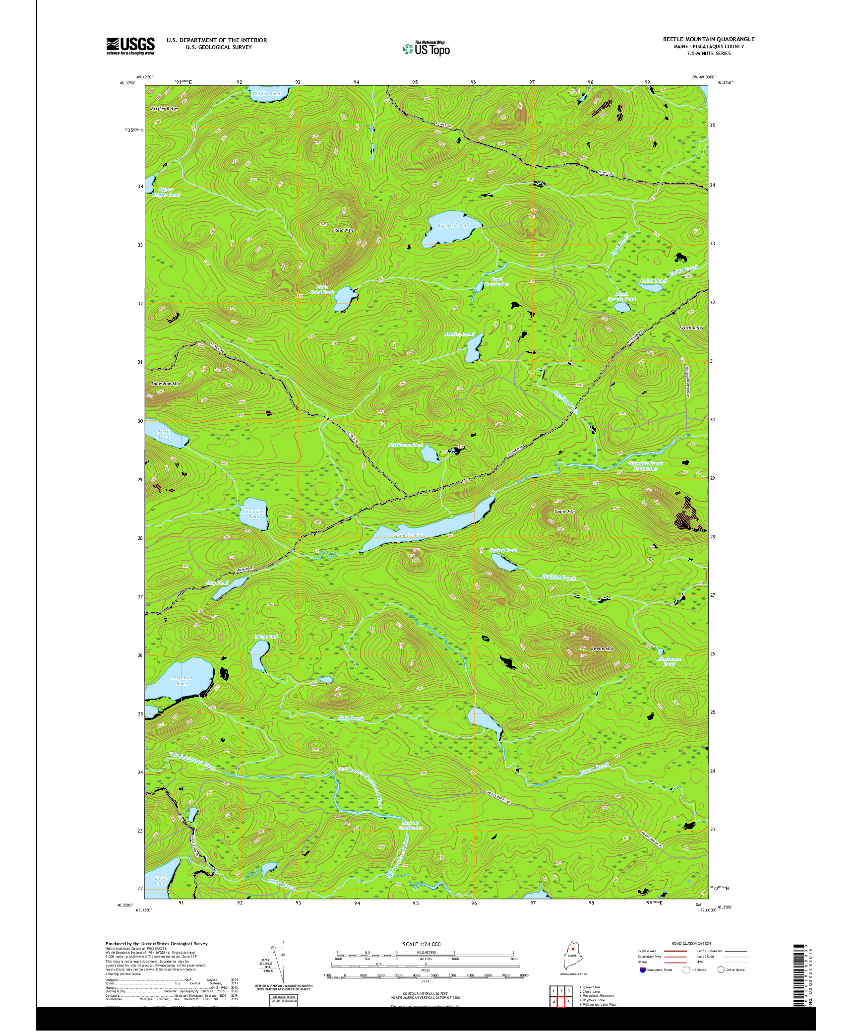 USGS US TOPO 7.5-MINUTE MAP FOR BEETLE MOUNTAIN, ME 2021
