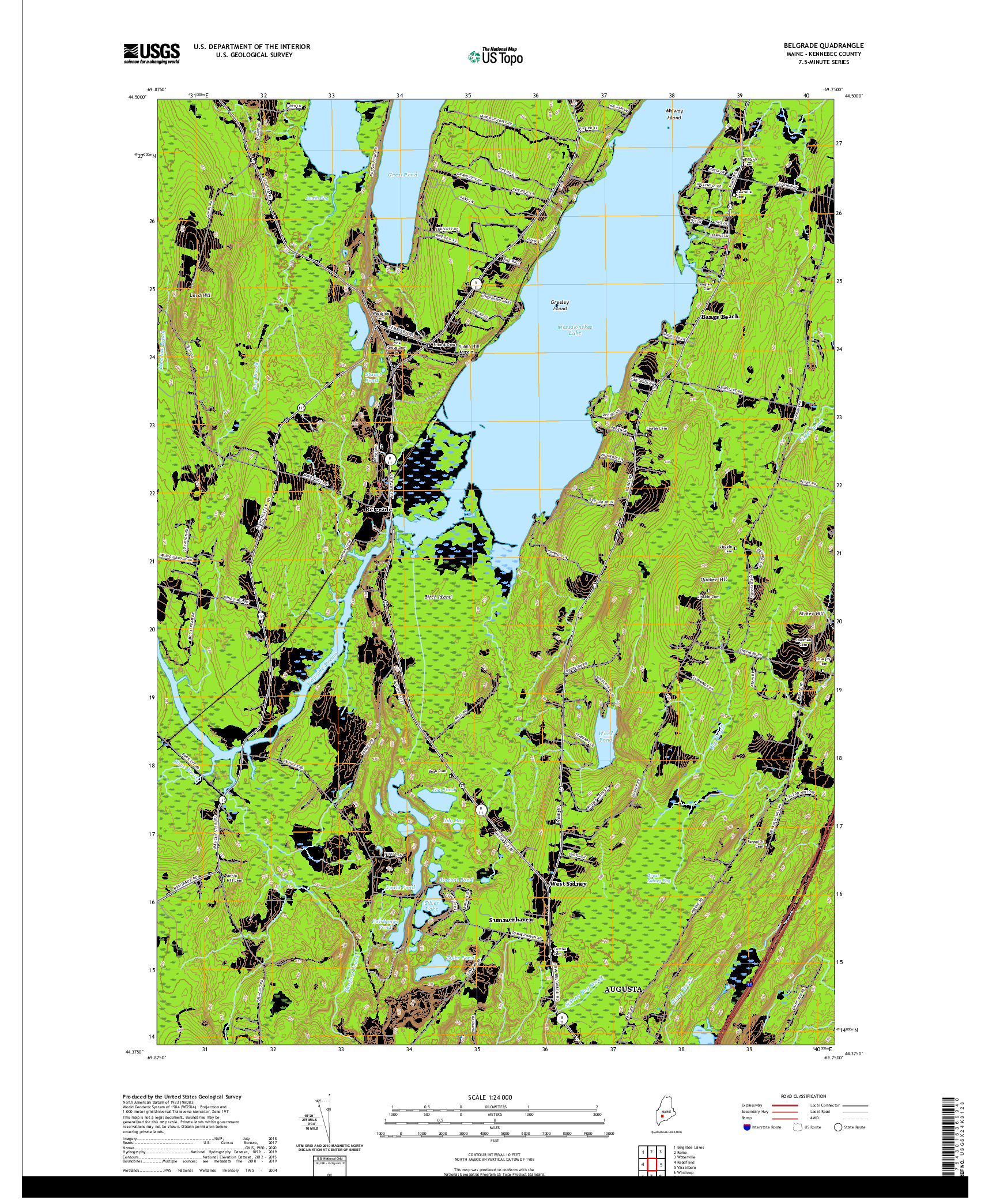 USGS US TOPO 7.5-MINUTE MAP FOR BELGRADE, ME 2021