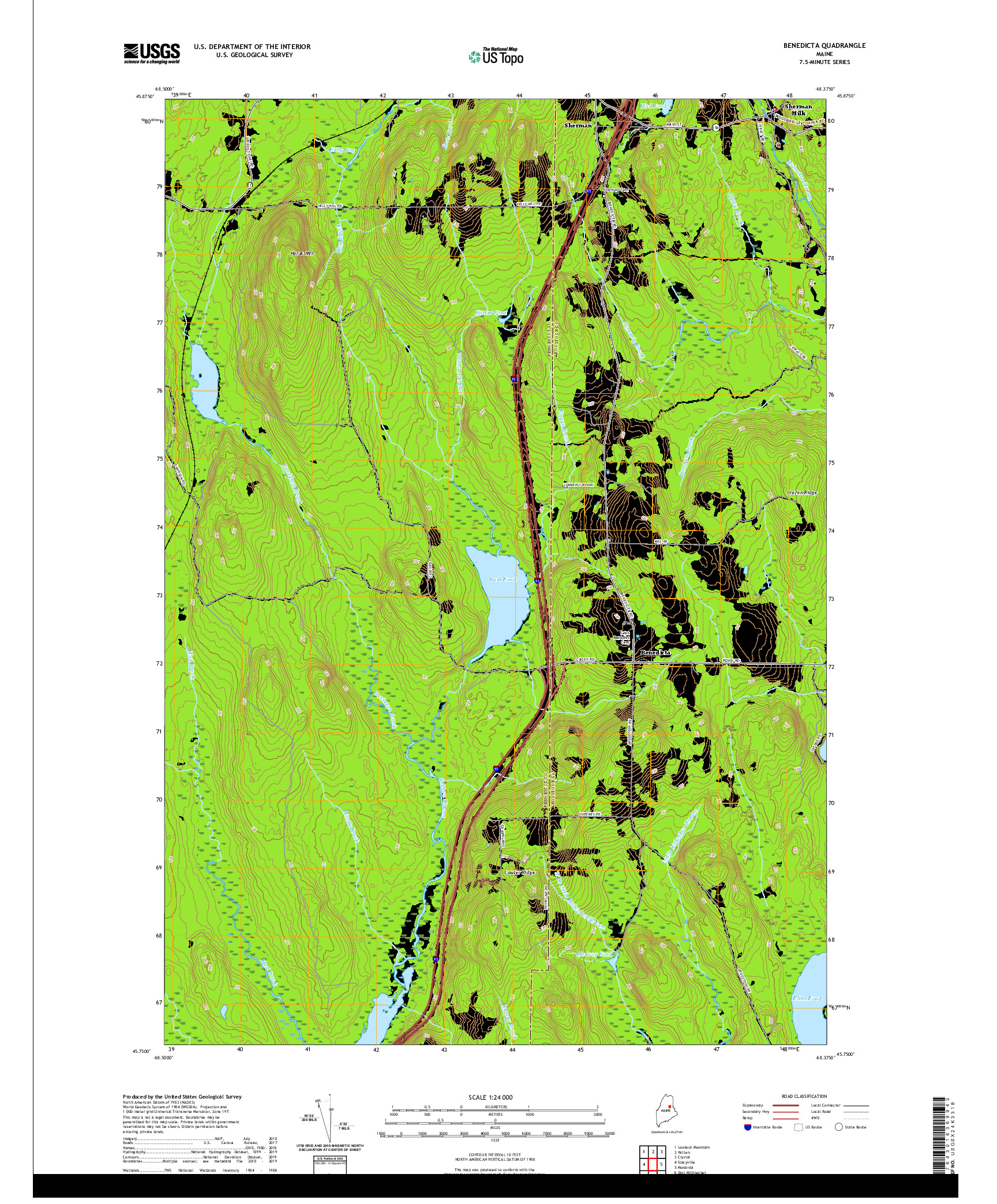 USGS US TOPO 7.5-MINUTE MAP FOR BENEDICTA, ME 2021