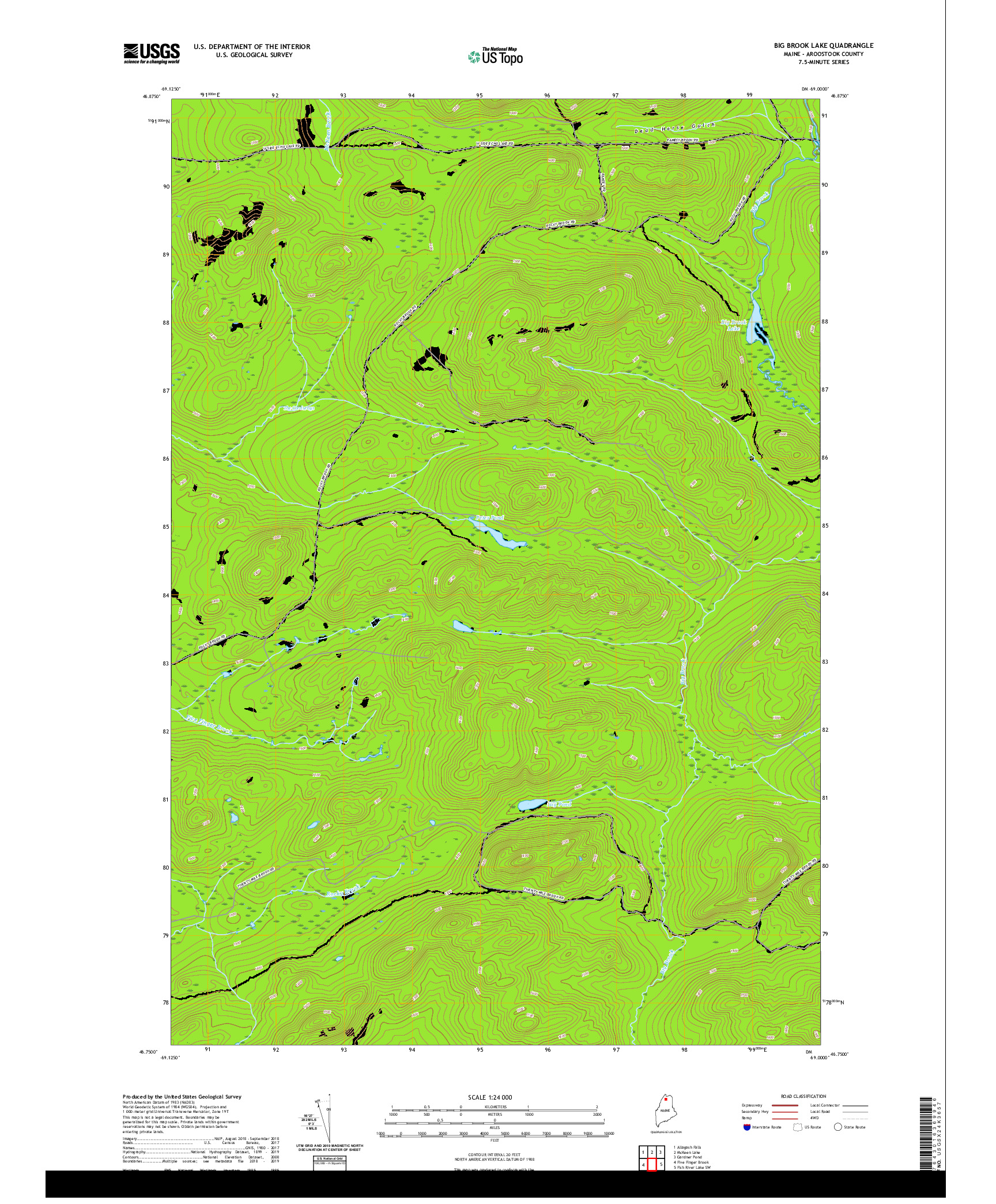 USGS US TOPO 7.5-MINUTE MAP FOR BIG BROOK LAKE, ME 2021