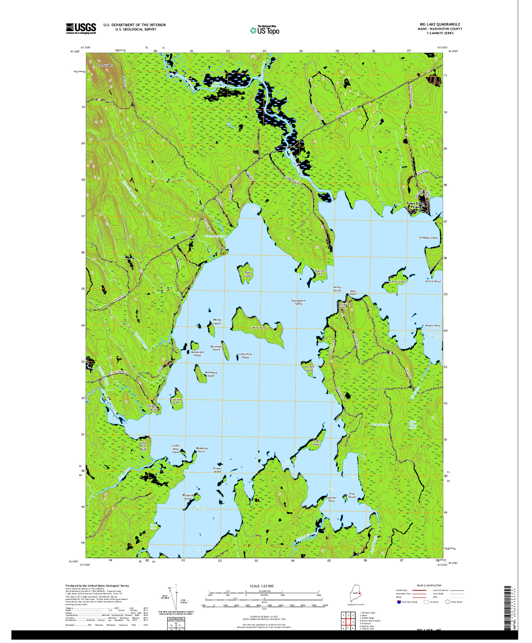 USGS US TOPO 7.5-MINUTE MAP FOR BIG LAKE, ME 2021