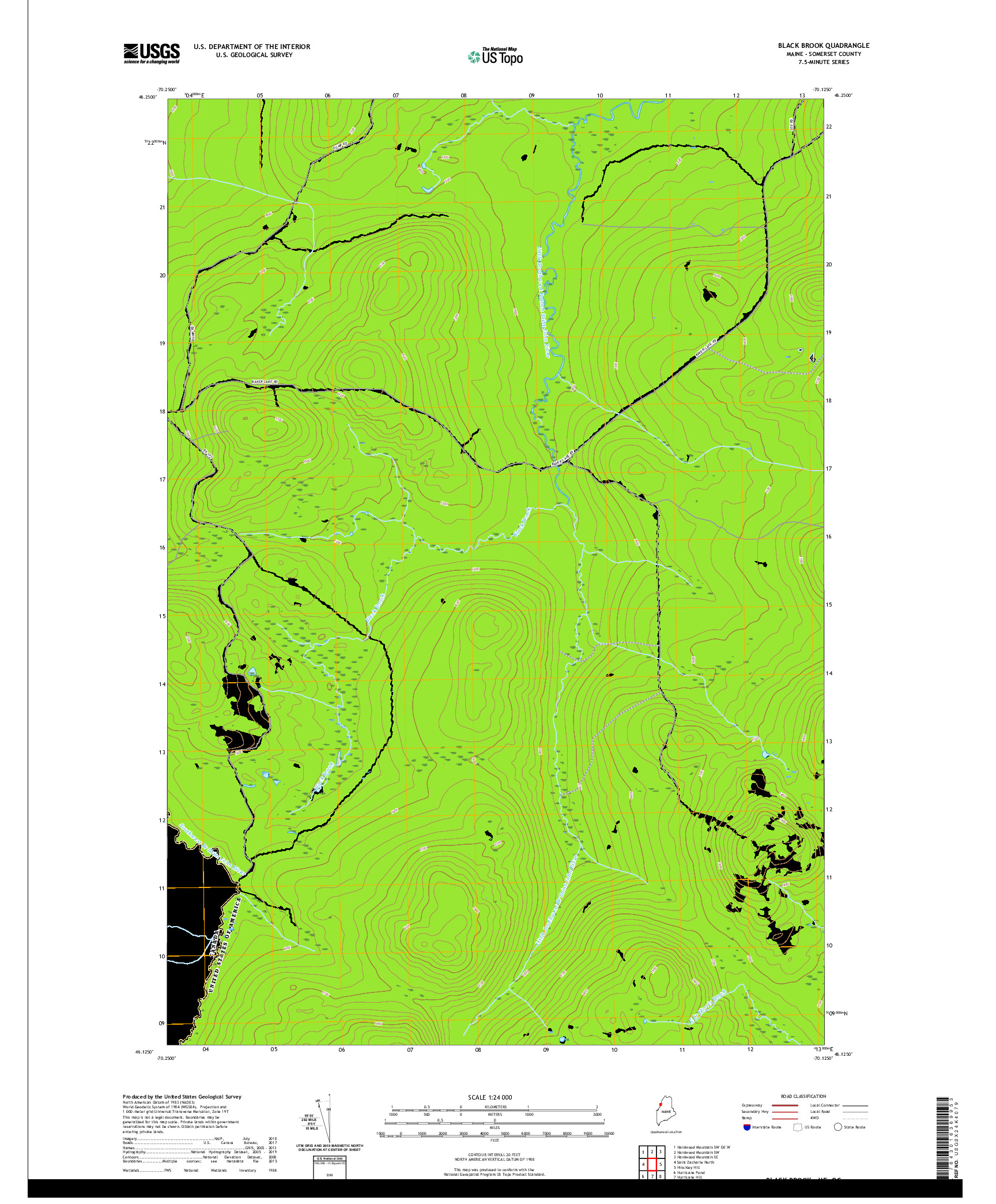 USGS US TOPO 7.5-MINUTE MAP FOR BLACK BROOK, ME,QC 2021