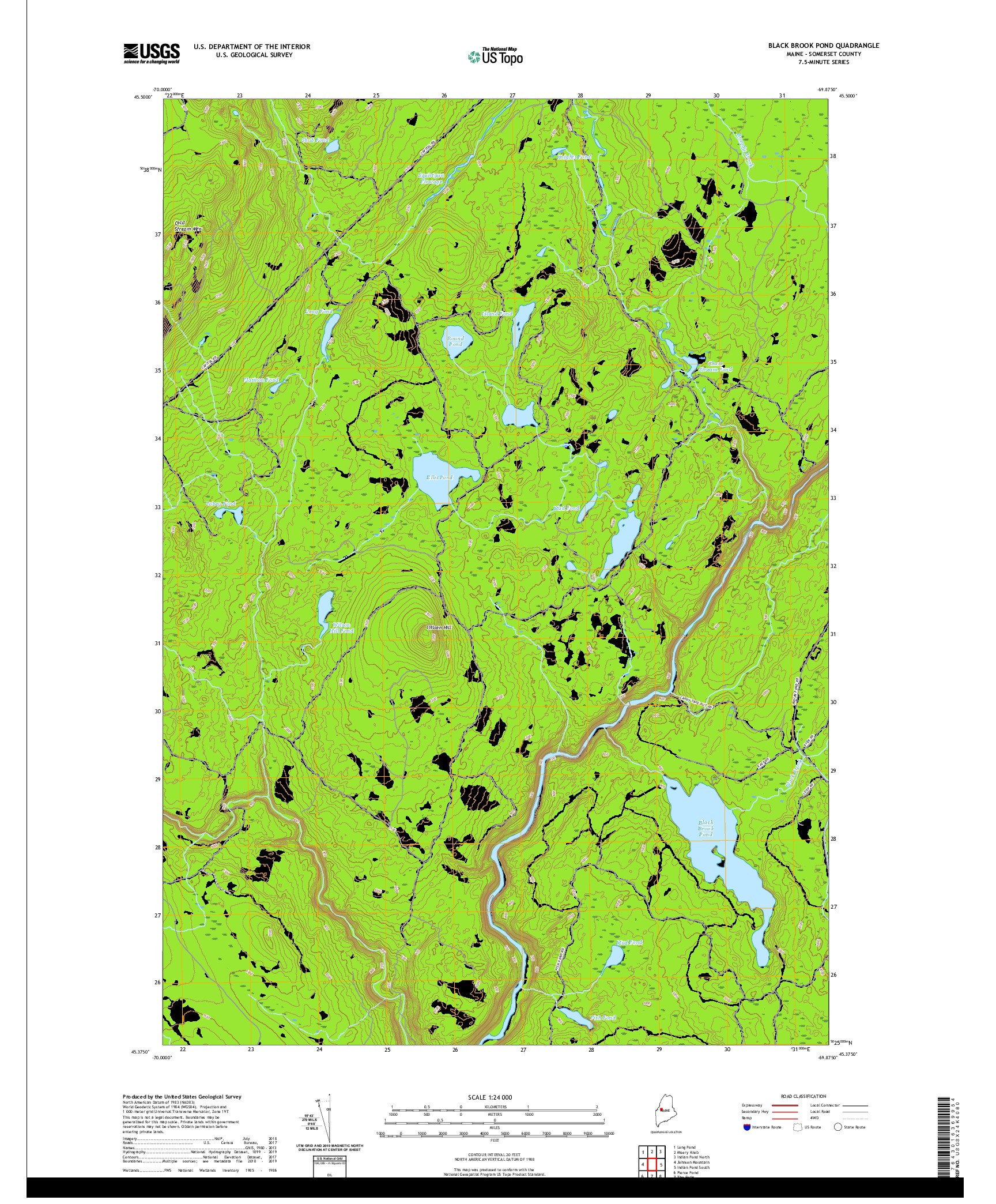 USGS US TOPO 7.5-MINUTE MAP FOR BLACK BROOK POND, ME 2021