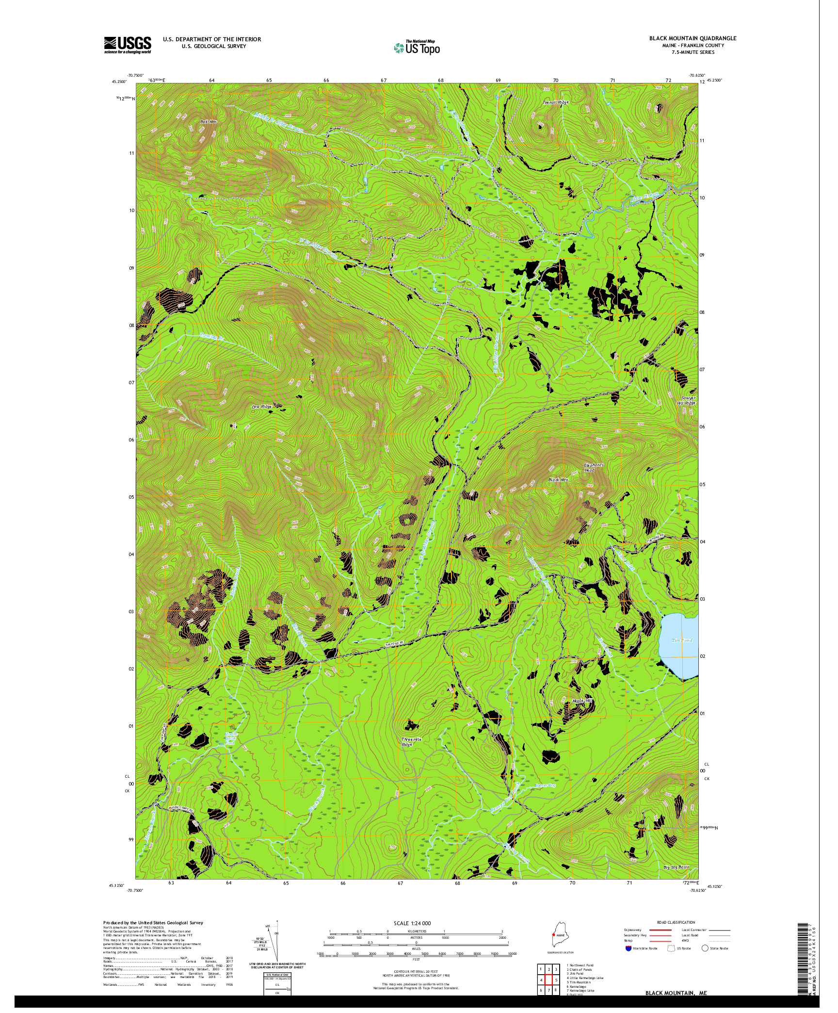 USGS US TOPO 7.5-MINUTE MAP FOR BLACK MOUNTAIN, ME 2021