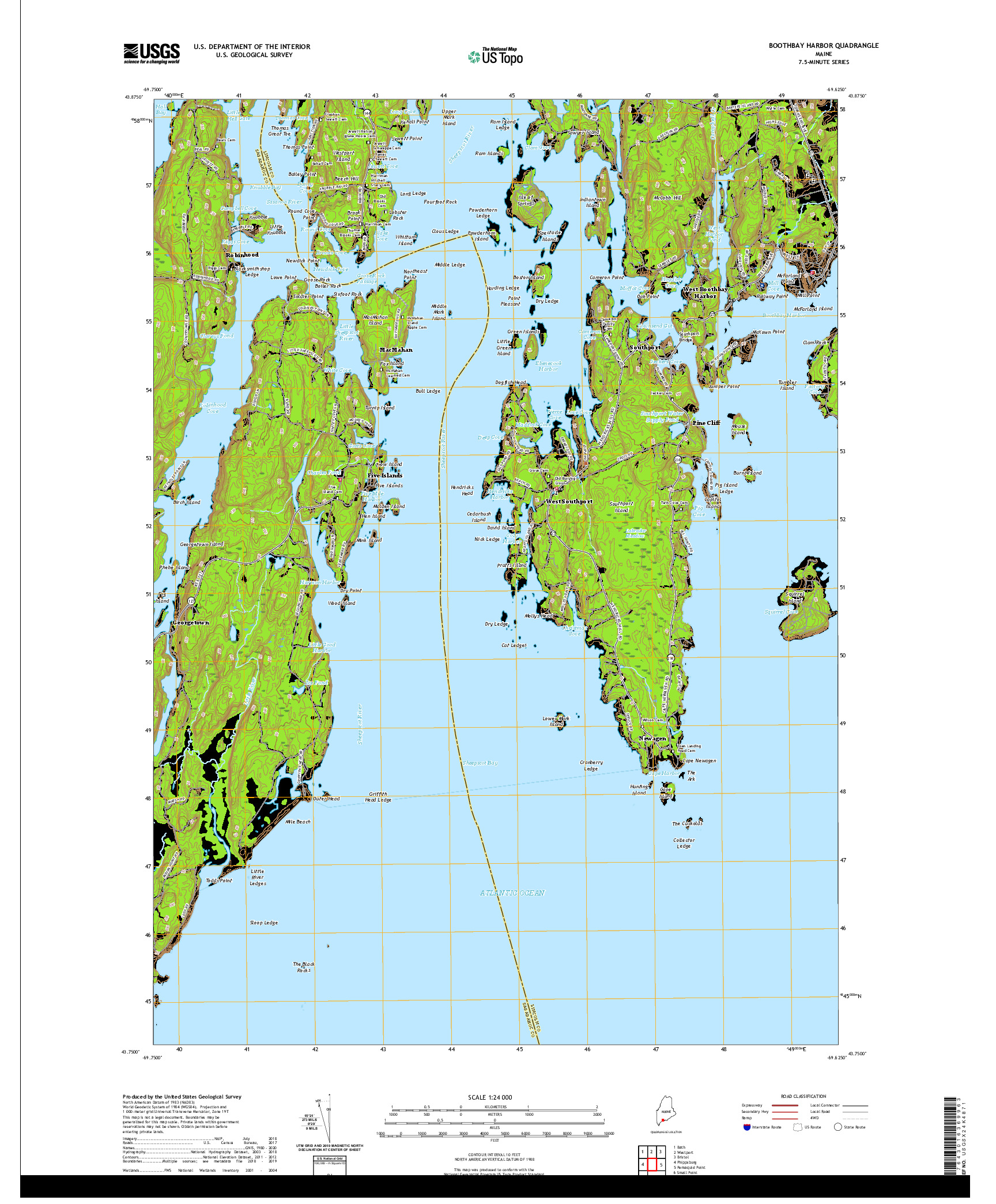 USGS US TOPO 7.5-MINUTE MAP FOR BOOTHBAY HARBOR, ME 2021