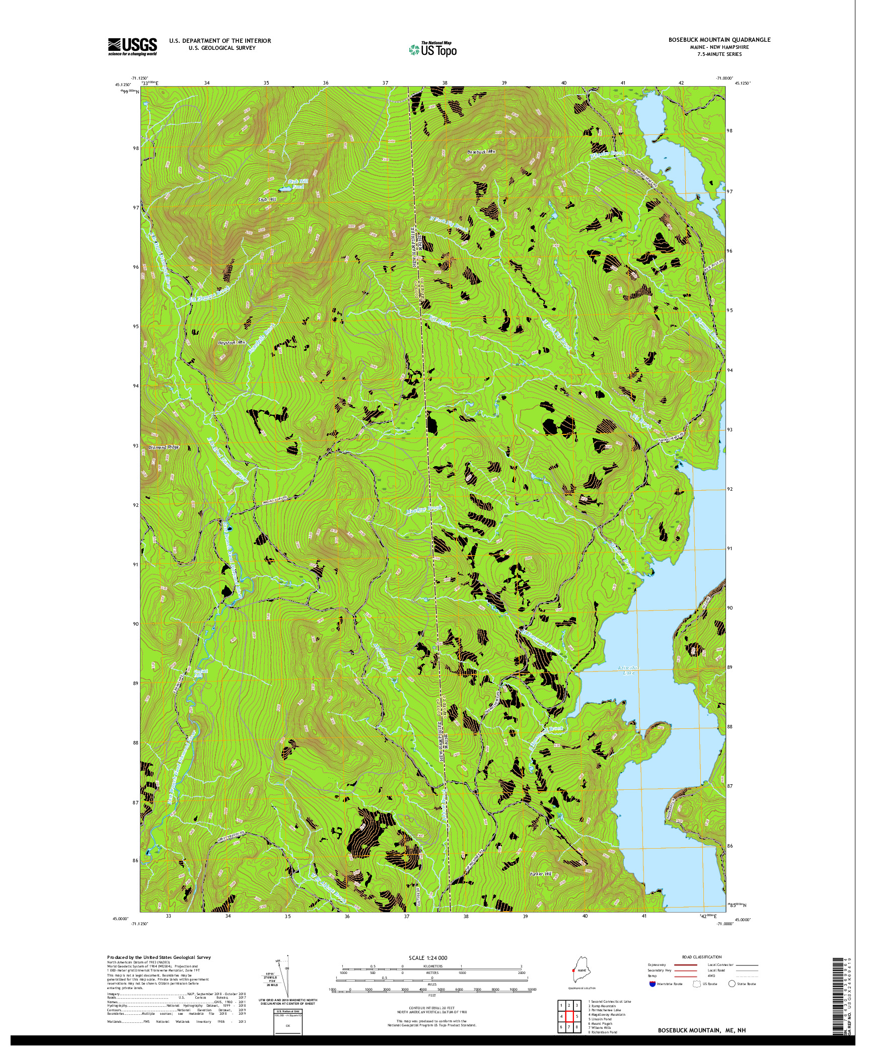 USGS US TOPO 7.5-MINUTE MAP FOR BOSEBUCK MOUNTAIN, ME,NH 2021