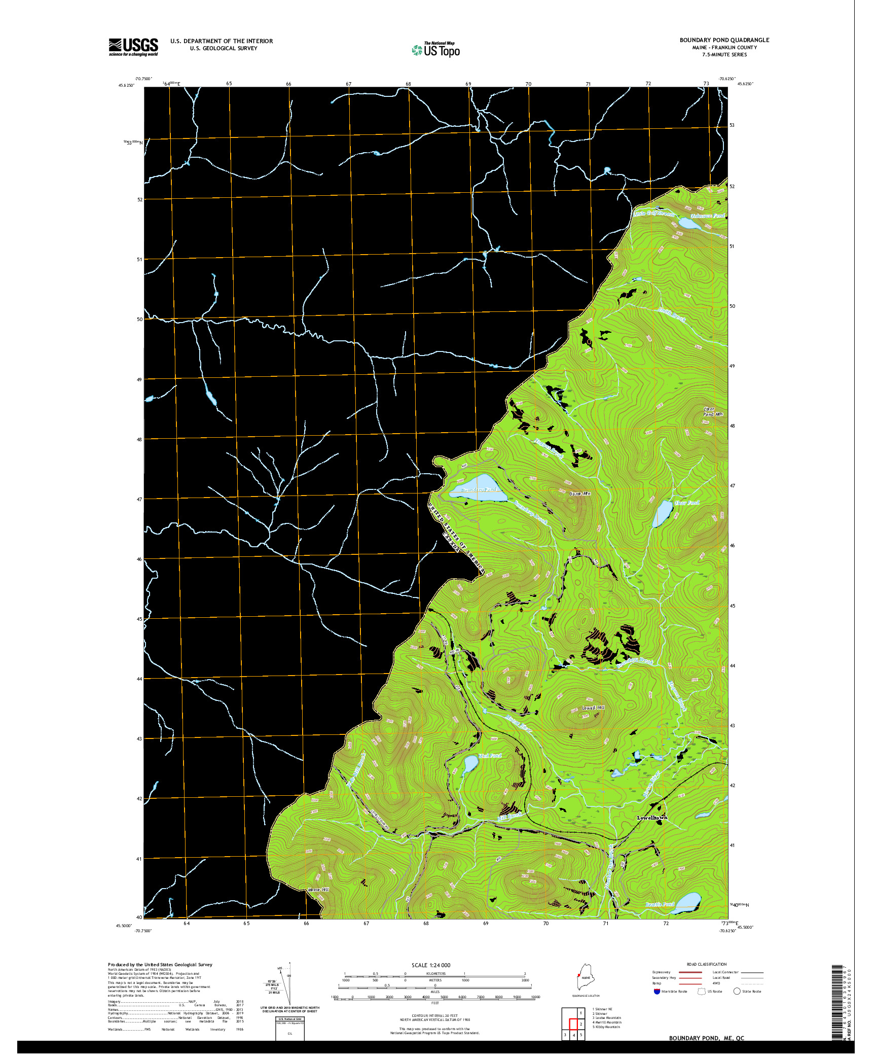 USGS US TOPO 7.5-MINUTE MAP FOR BOUNDARY POND, ME,QC 2021