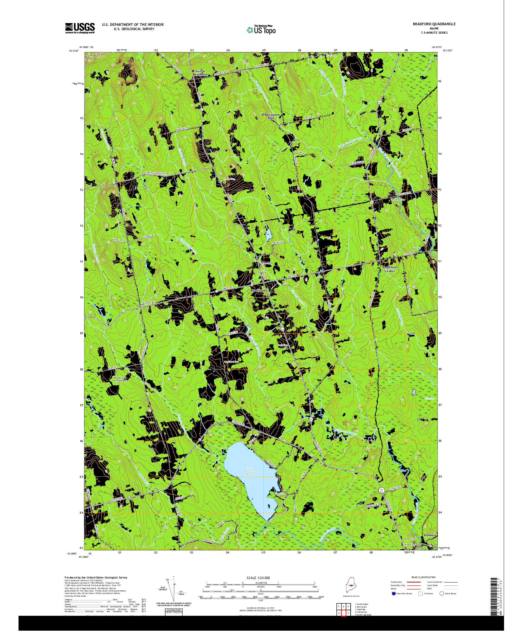 USGS US TOPO 7.5-MINUTE MAP FOR BRADFORD, ME 2021