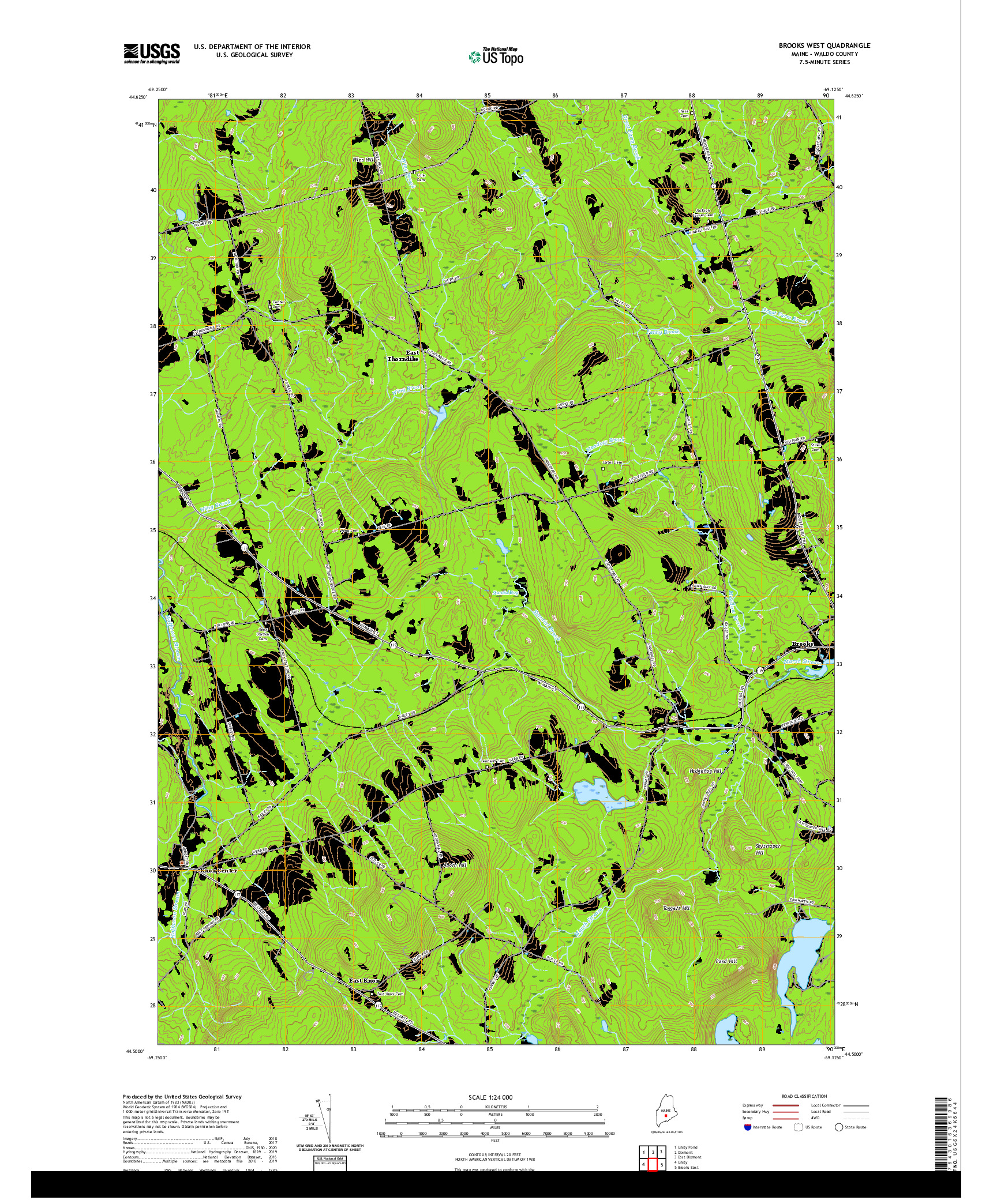 USGS US TOPO 7.5-MINUTE MAP FOR BROOKS WEST, ME 2021