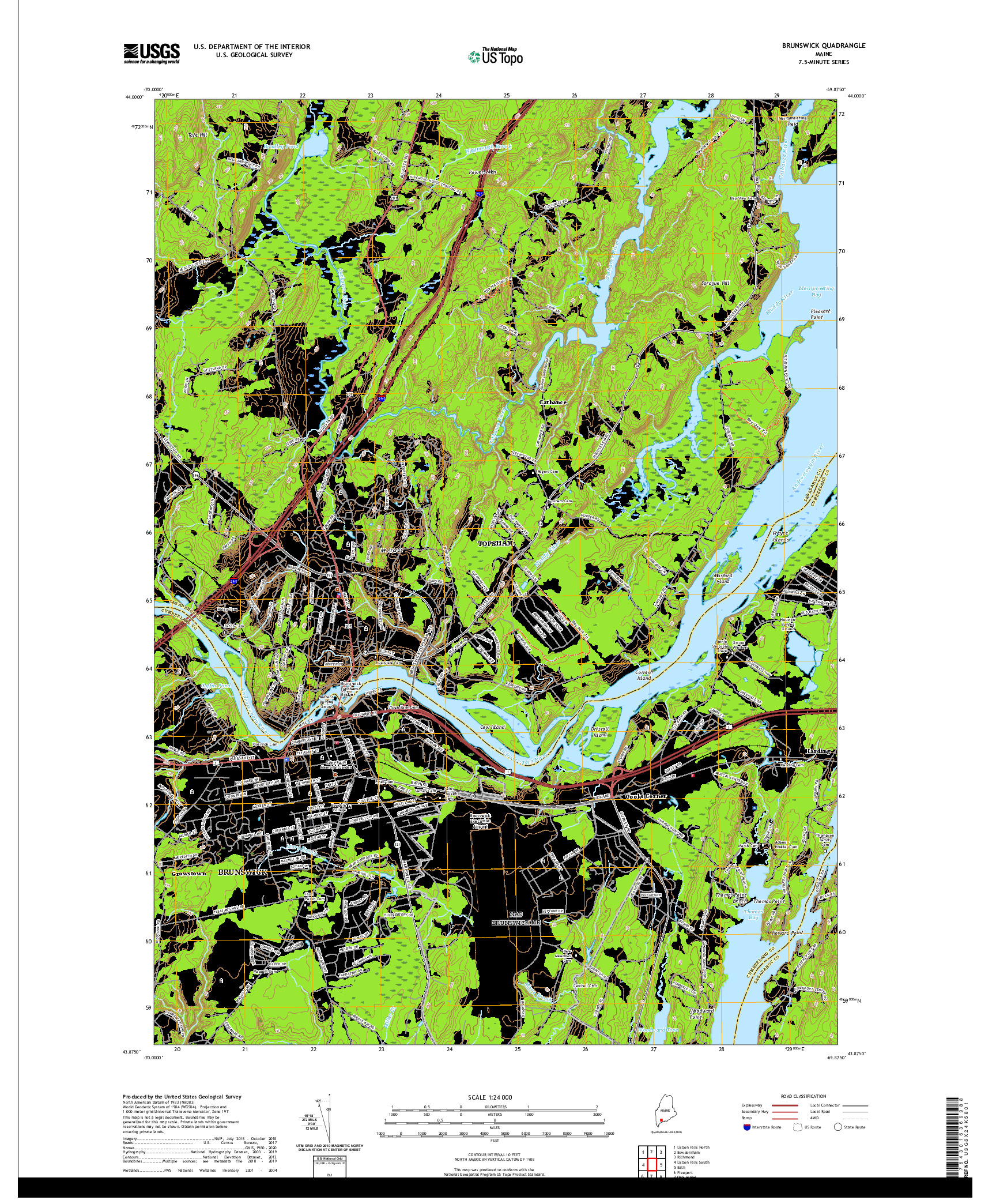 USGS US TOPO 7.5-MINUTE MAP FOR BRUNSWICK, ME 2021