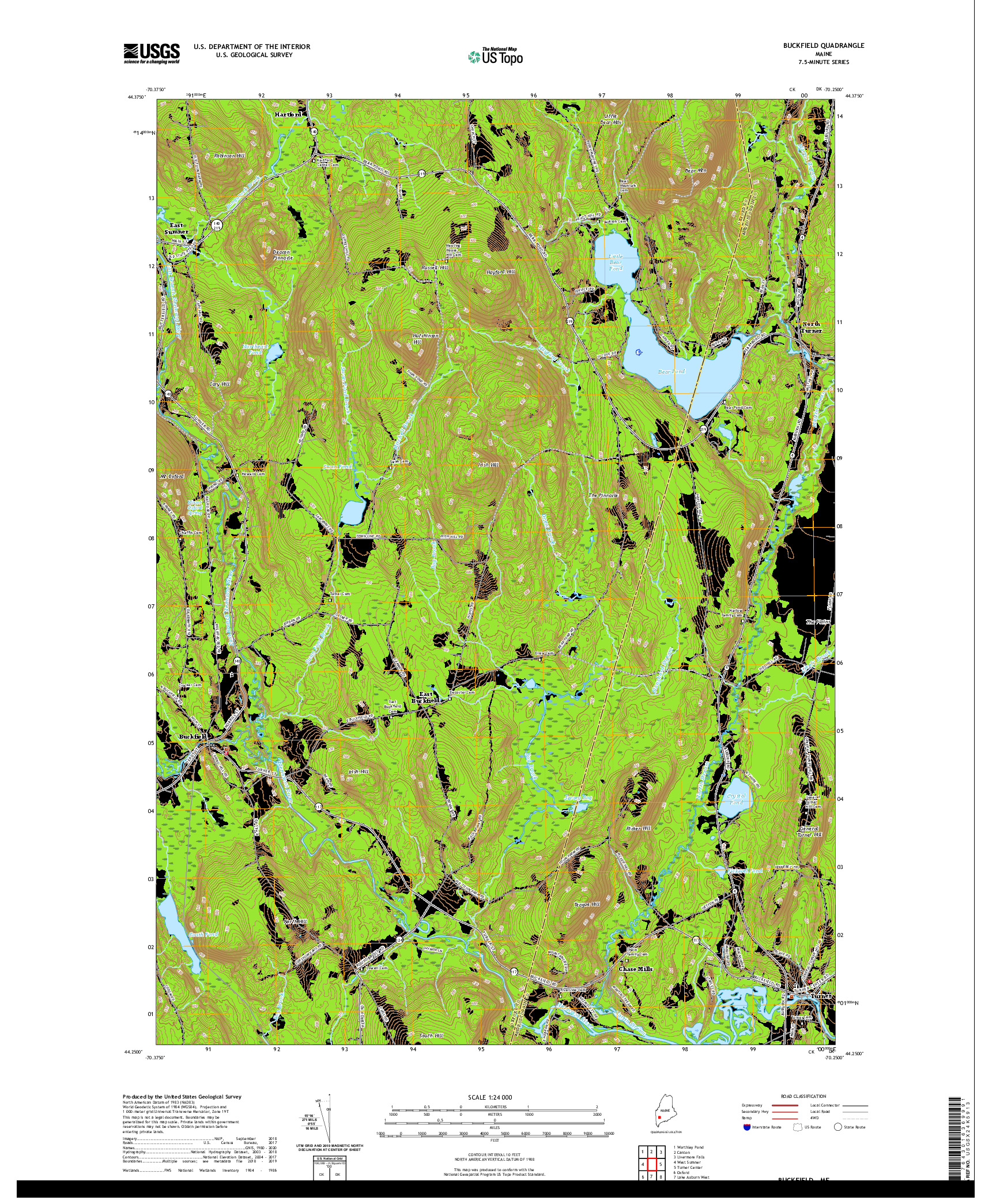 USGS US TOPO 7.5-MINUTE MAP FOR BUCKFIELD, ME 2021