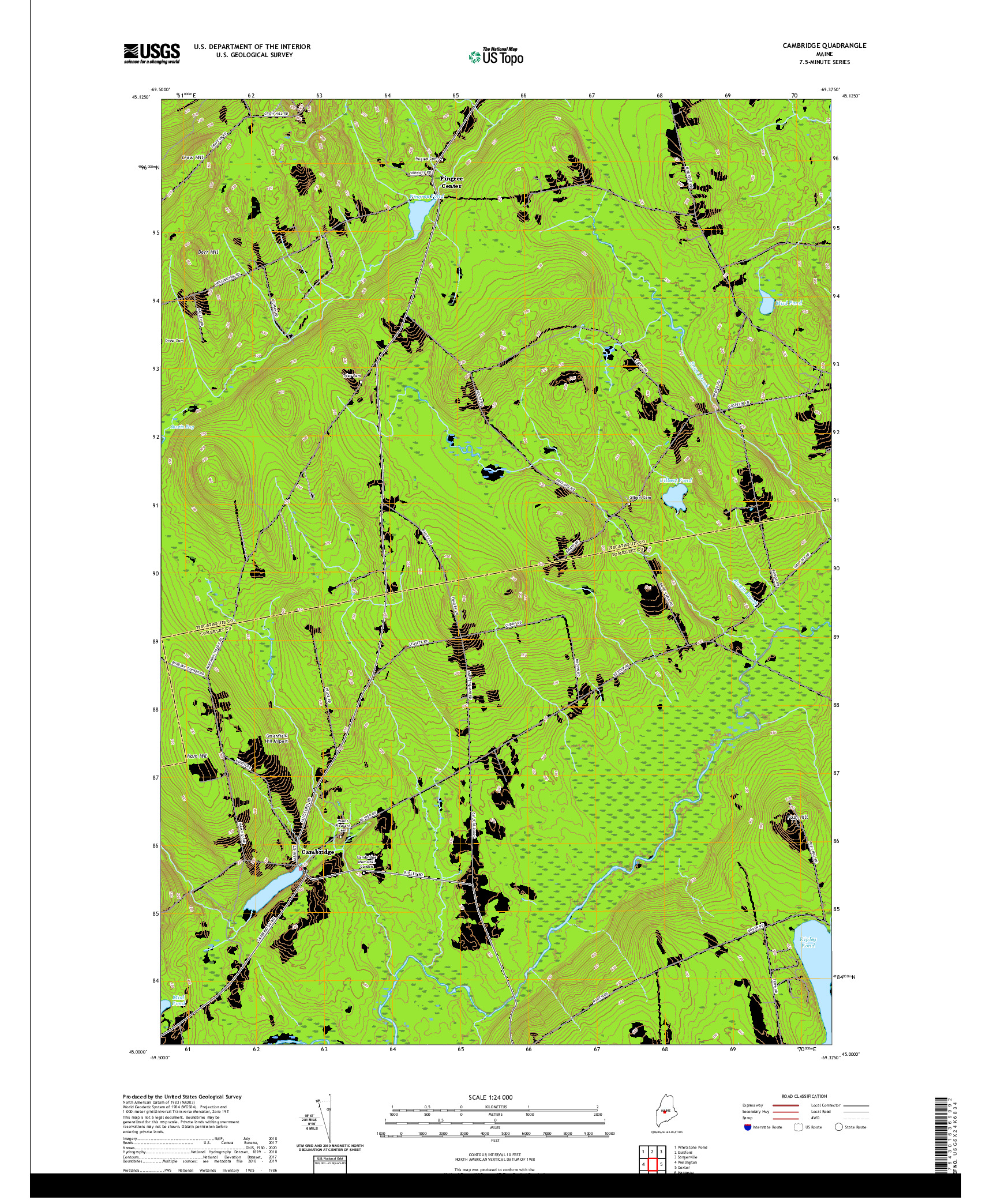 USGS US TOPO 7.5-MINUTE MAP FOR CAMBRIDGE, ME 2021