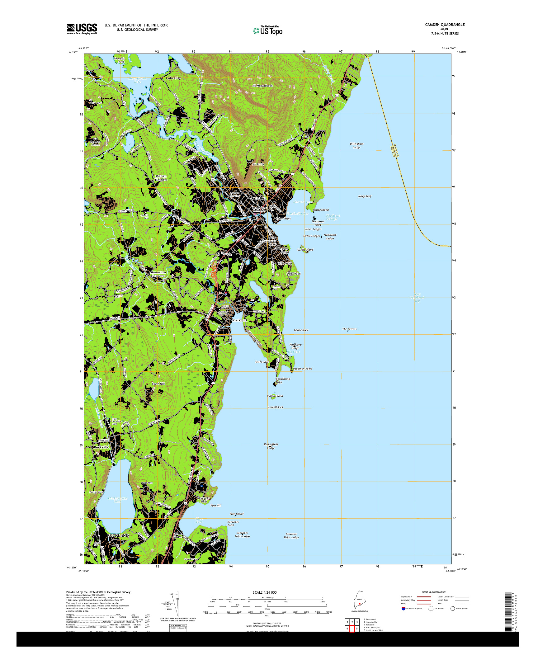 USGS US TOPO 7.5-MINUTE MAP FOR CAMDEN, ME 2021