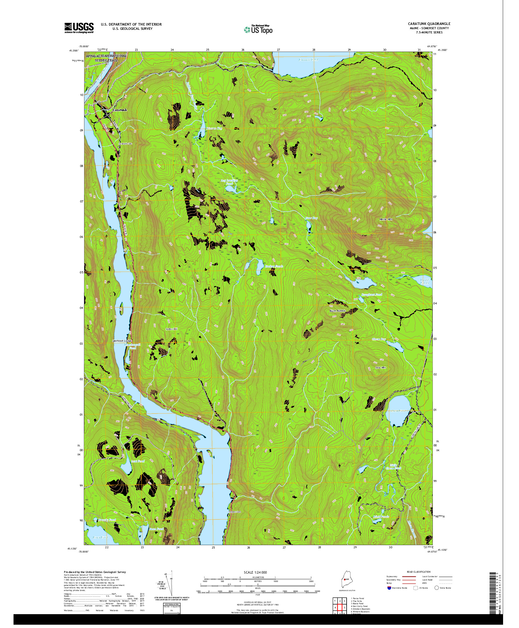 USGS US TOPO 7.5-MINUTE MAP FOR CARATUNK, ME 2021