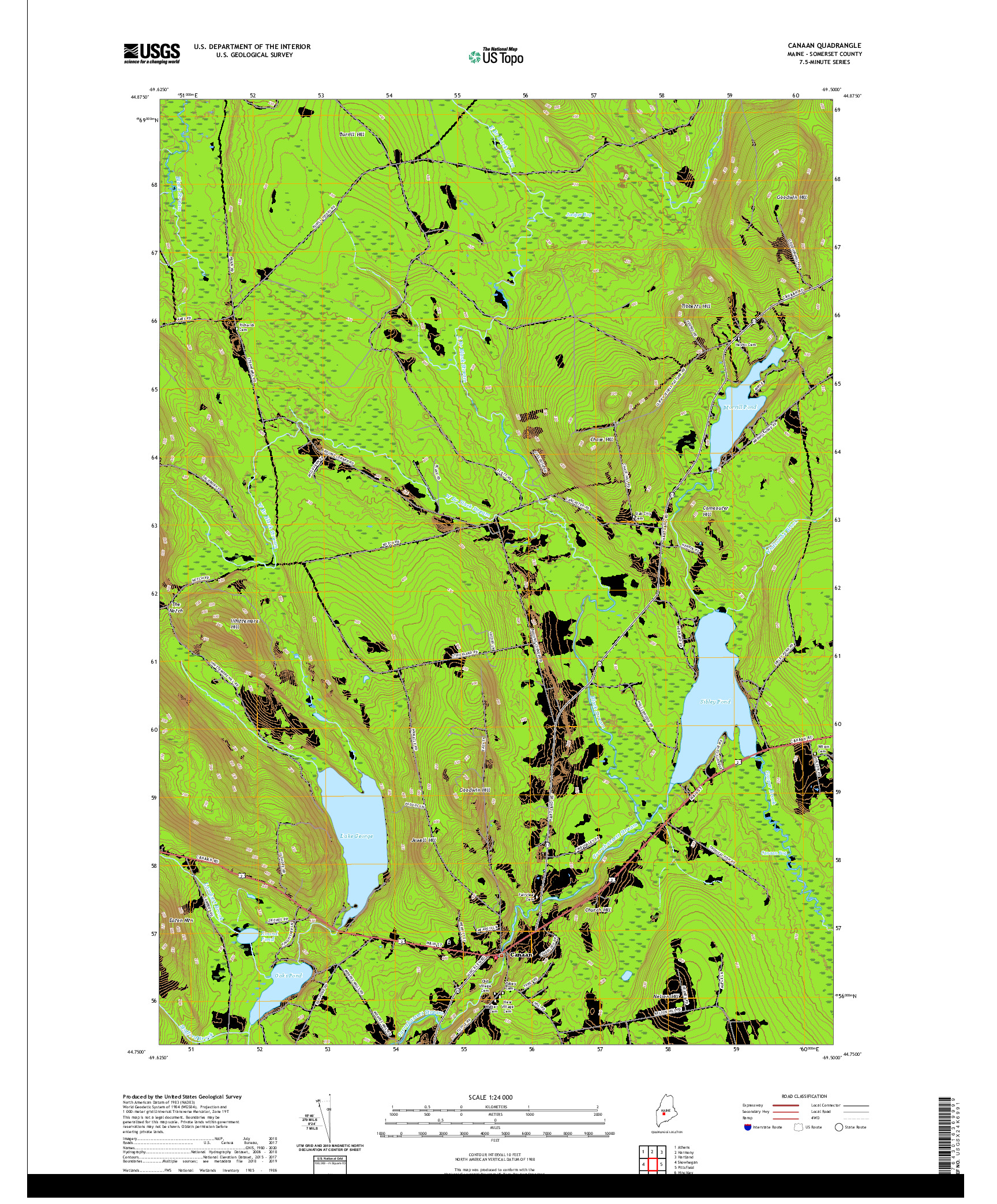 USGS US TOPO 7.5-MINUTE MAP FOR CANAAN, ME 2021