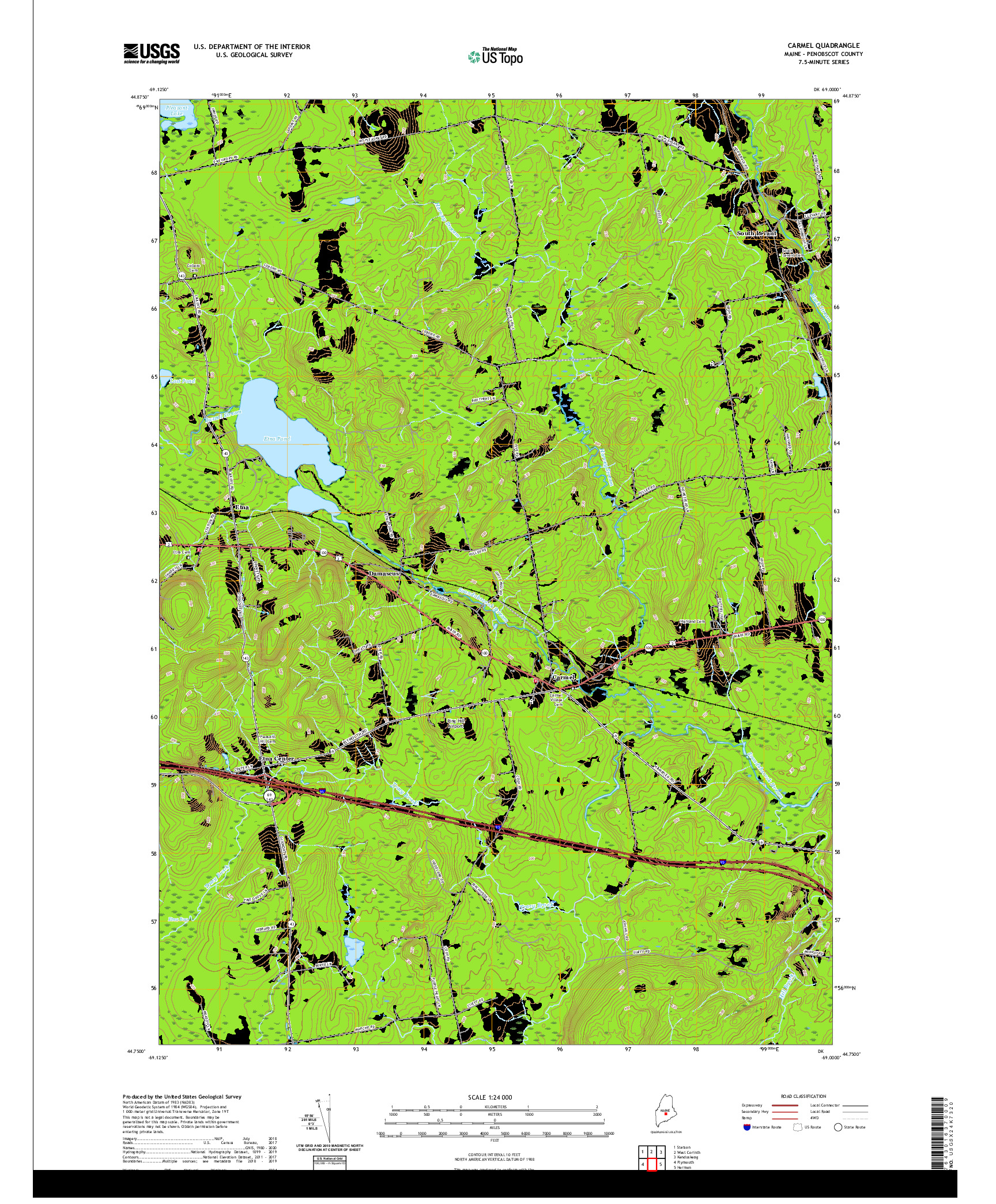 USGS US TOPO 7.5-MINUTE MAP FOR CARMEL, ME 2021
