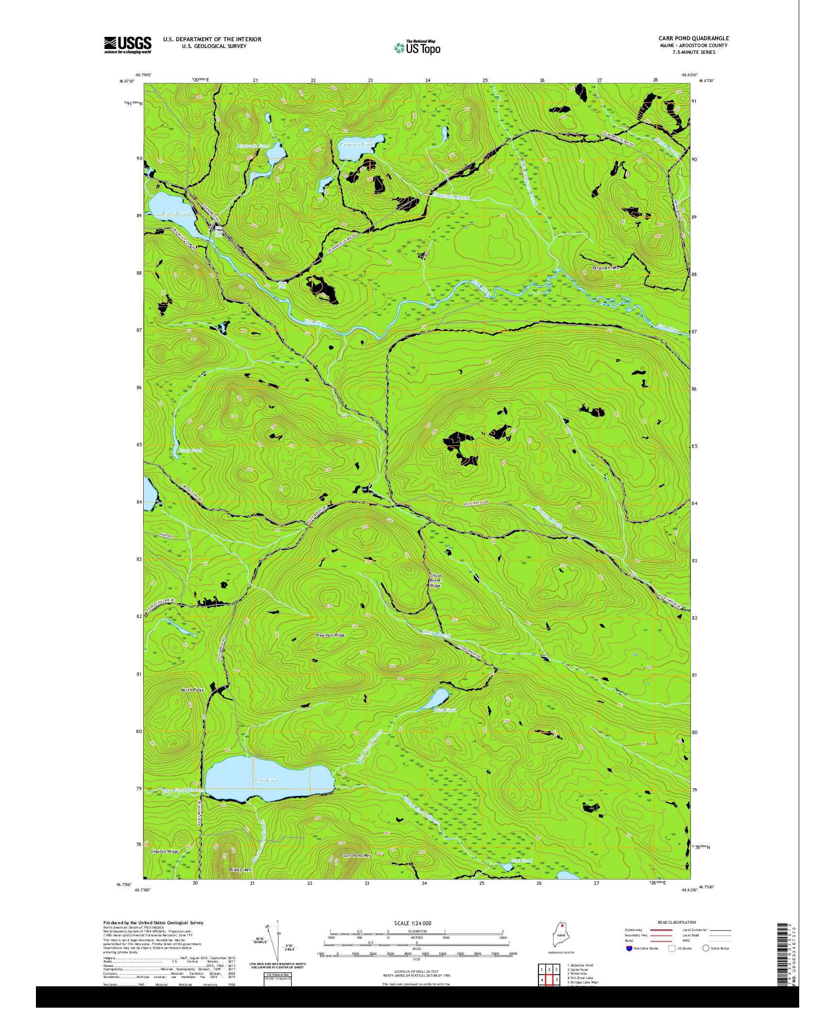 USGS US TOPO 7.5-MINUTE MAP FOR CARR POND, ME 2021