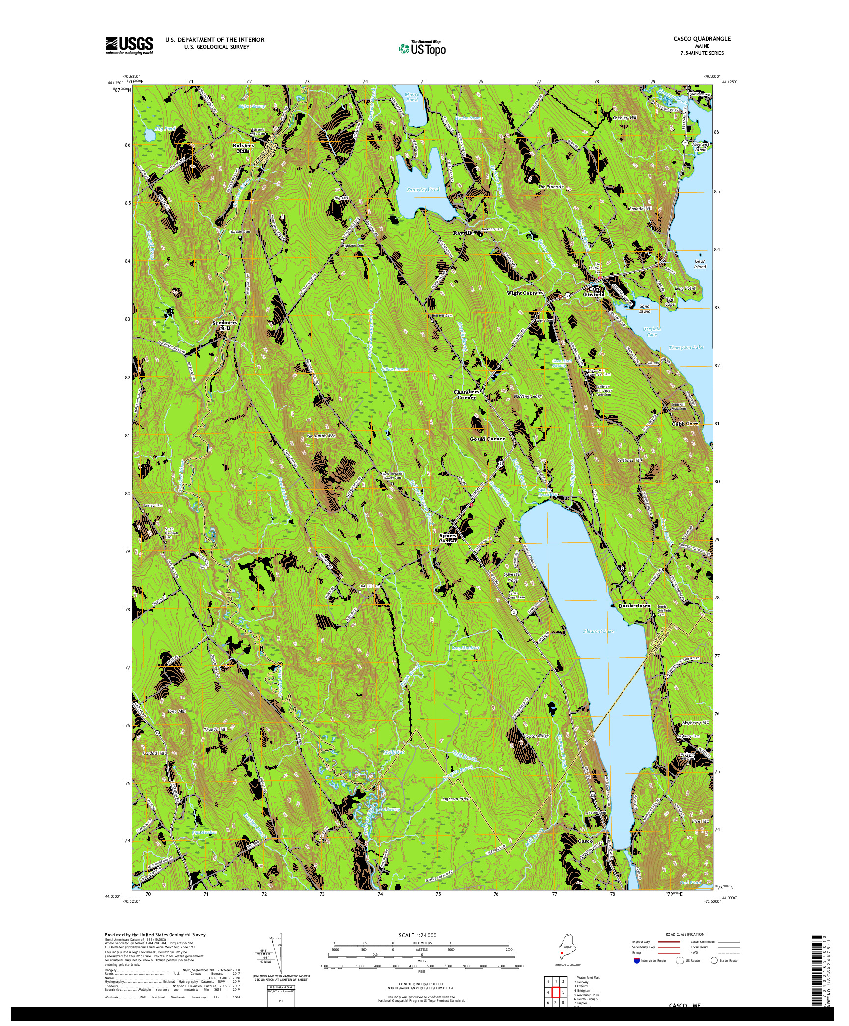 USGS US TOPO 7.5-MINUTE MAP FOR CASCO, ME 2021