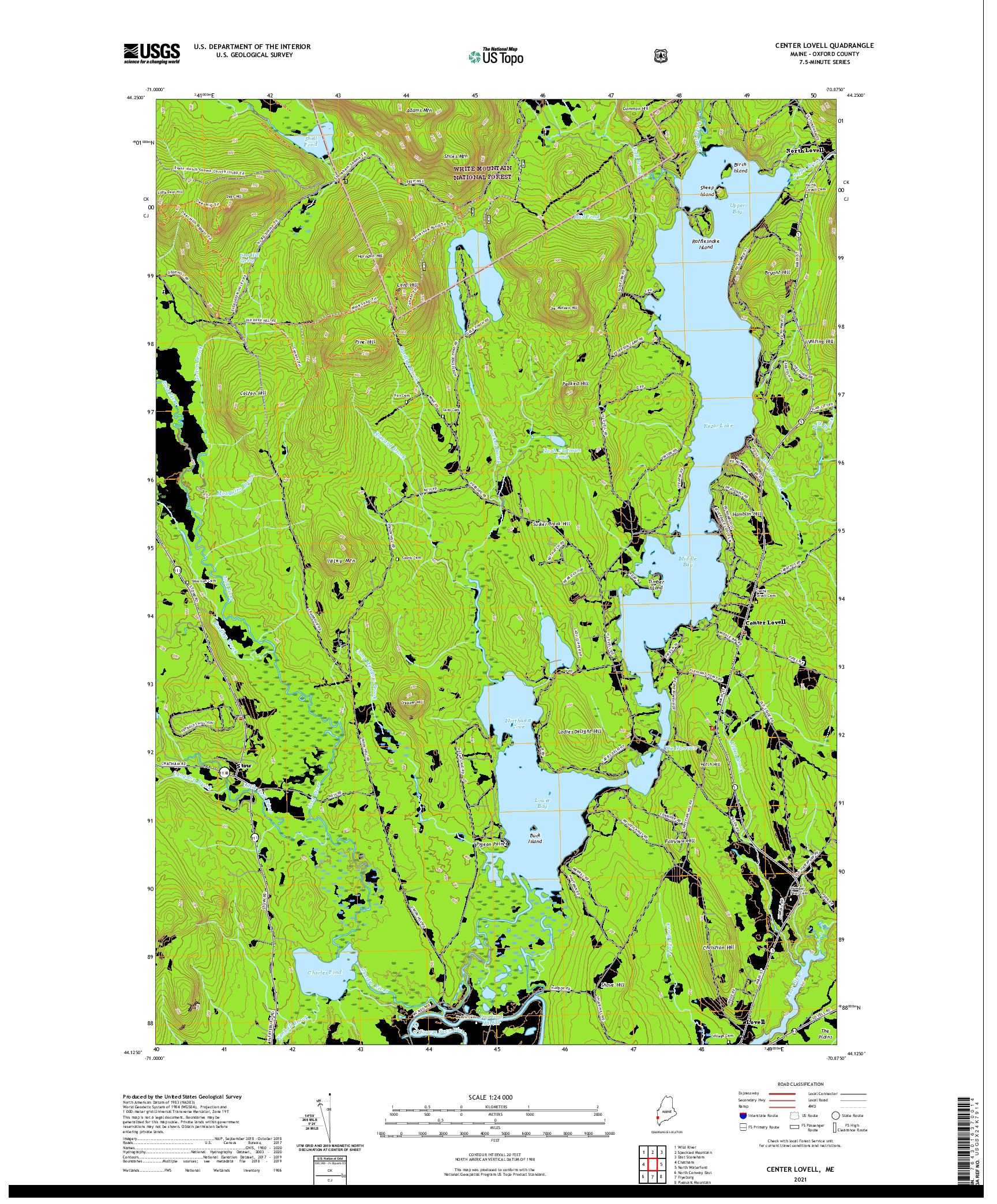 USGS US TOPO 7.5-MINUTE MAP FOR CENTER LOVELL, ME 2021