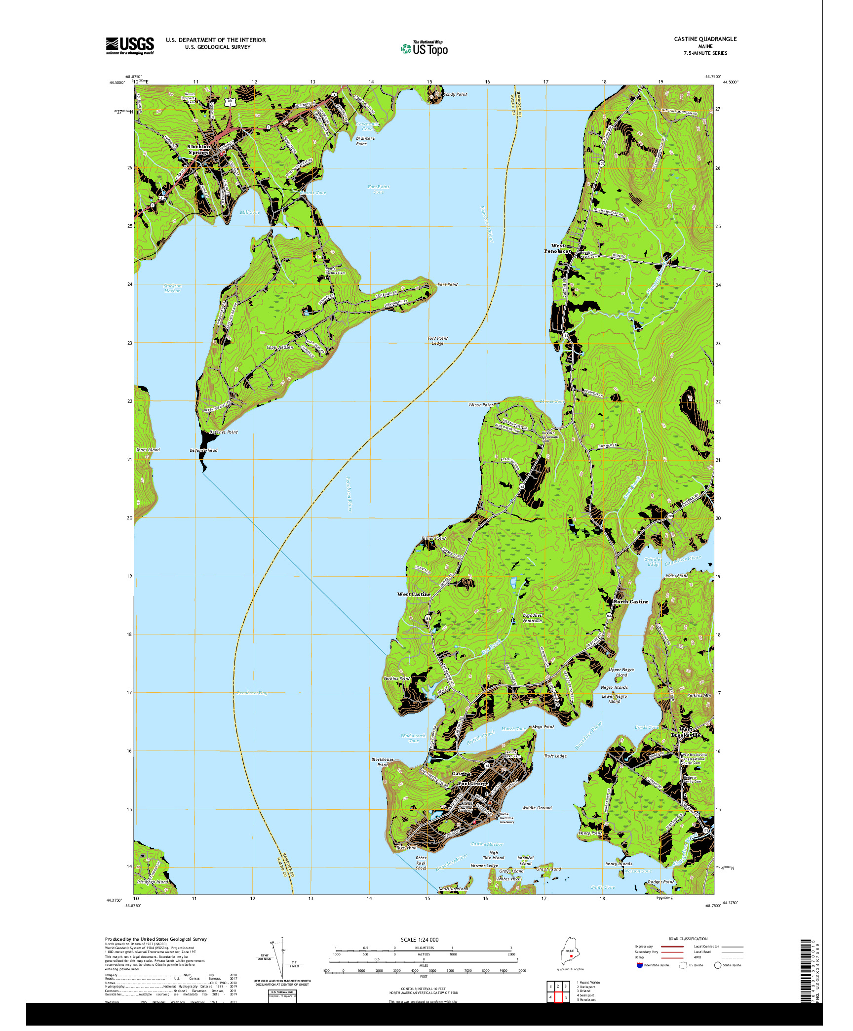 USGS US TOPO 7.5-MINUTE MAP FOR CASTINE, ME 2021