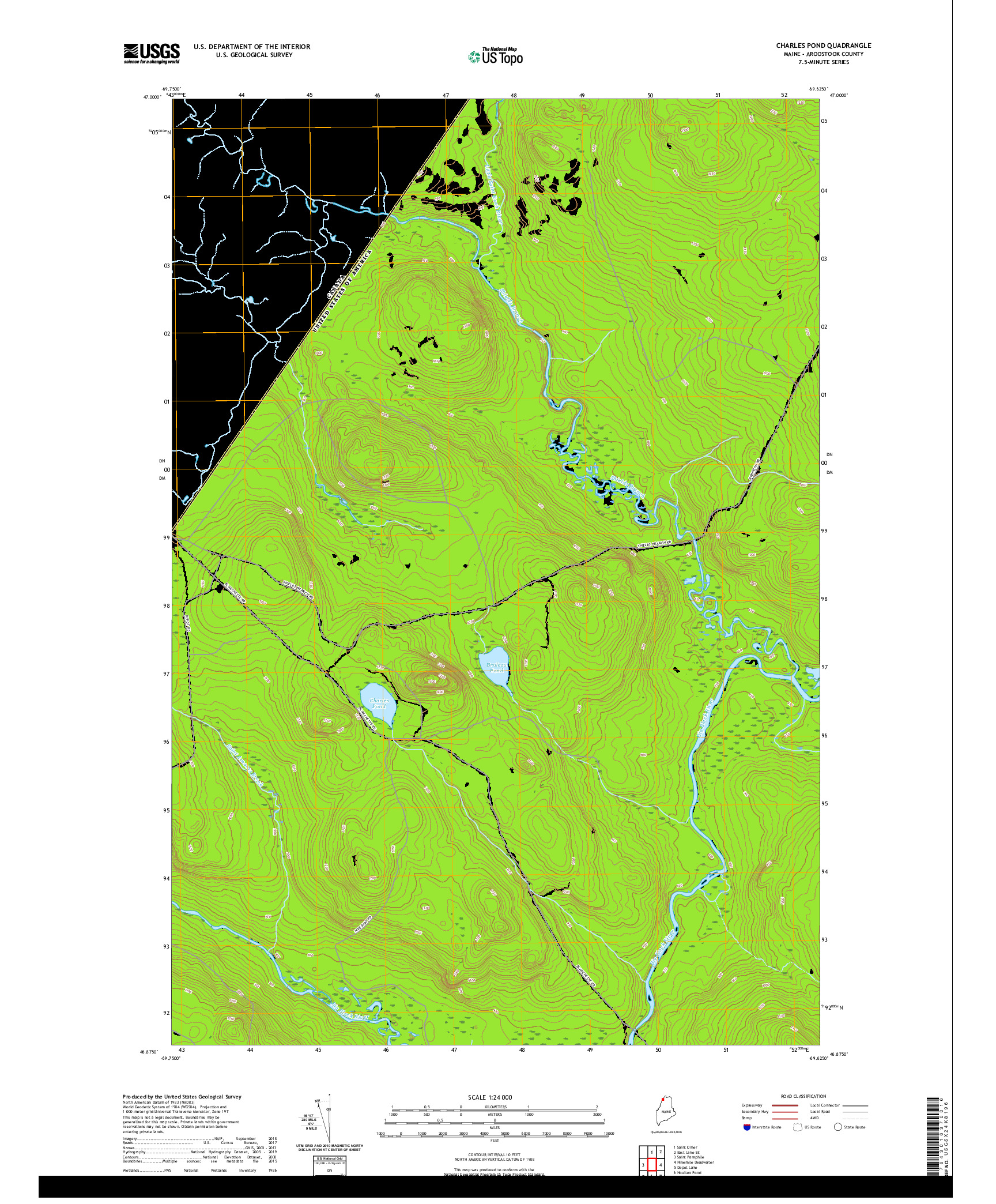 USGS US TOPO 7.5-MINUTE MAP FOR CHARLES POND, ME,QC 2021