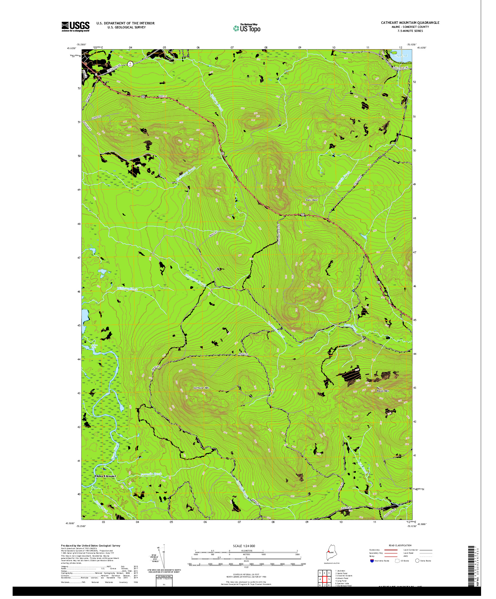 USGS US TOPO 7.5-MINUTE MAP FOR CATHEART MOUNTAIN, ME 2021