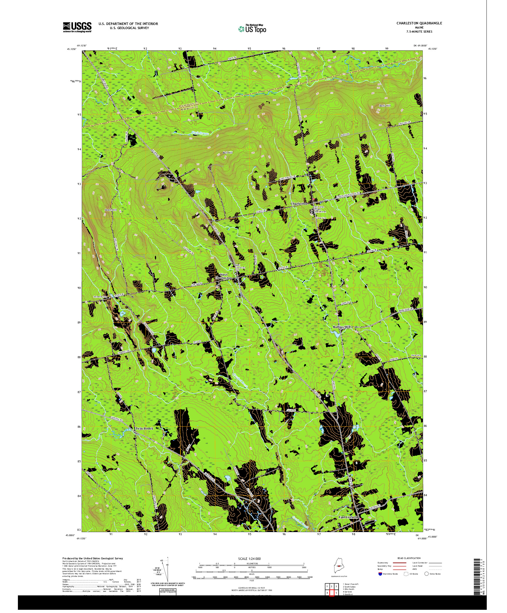 USGS US TOPO 7.5-MINUTE MAP FOR CHARLESTON, ME 2021