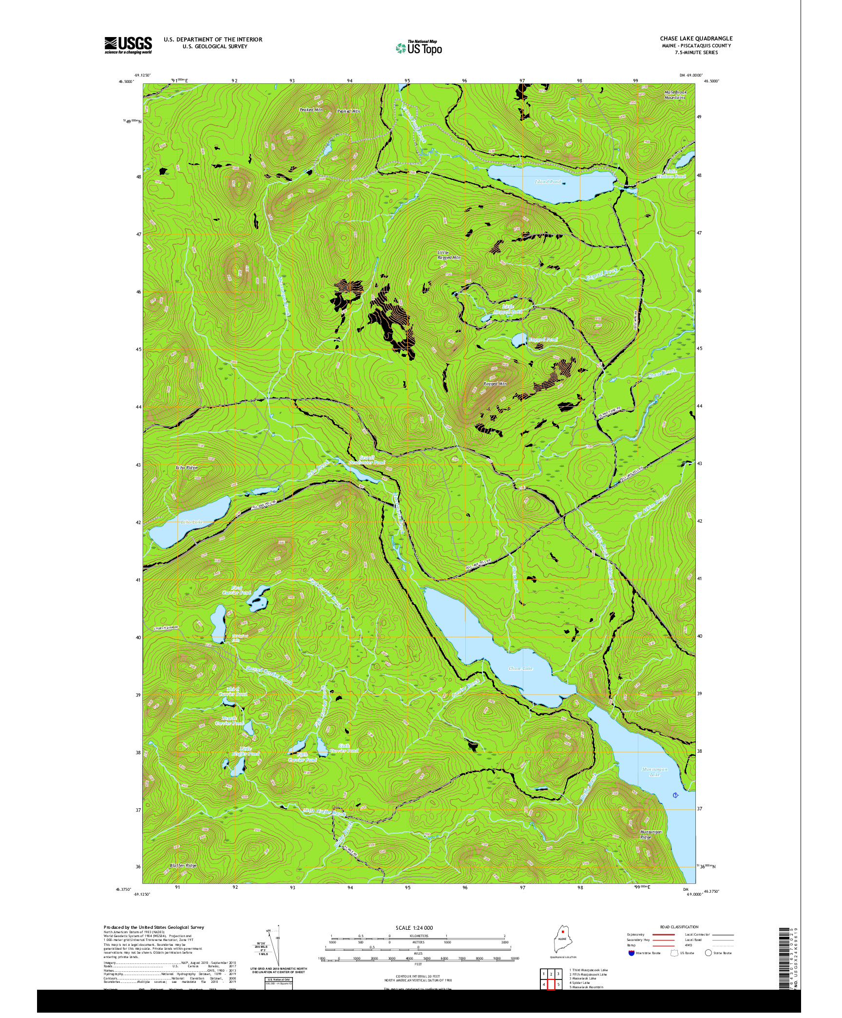USGS US TOPO 7.5-MINUTE MAP FOR CHASE LAKE, ME 2021