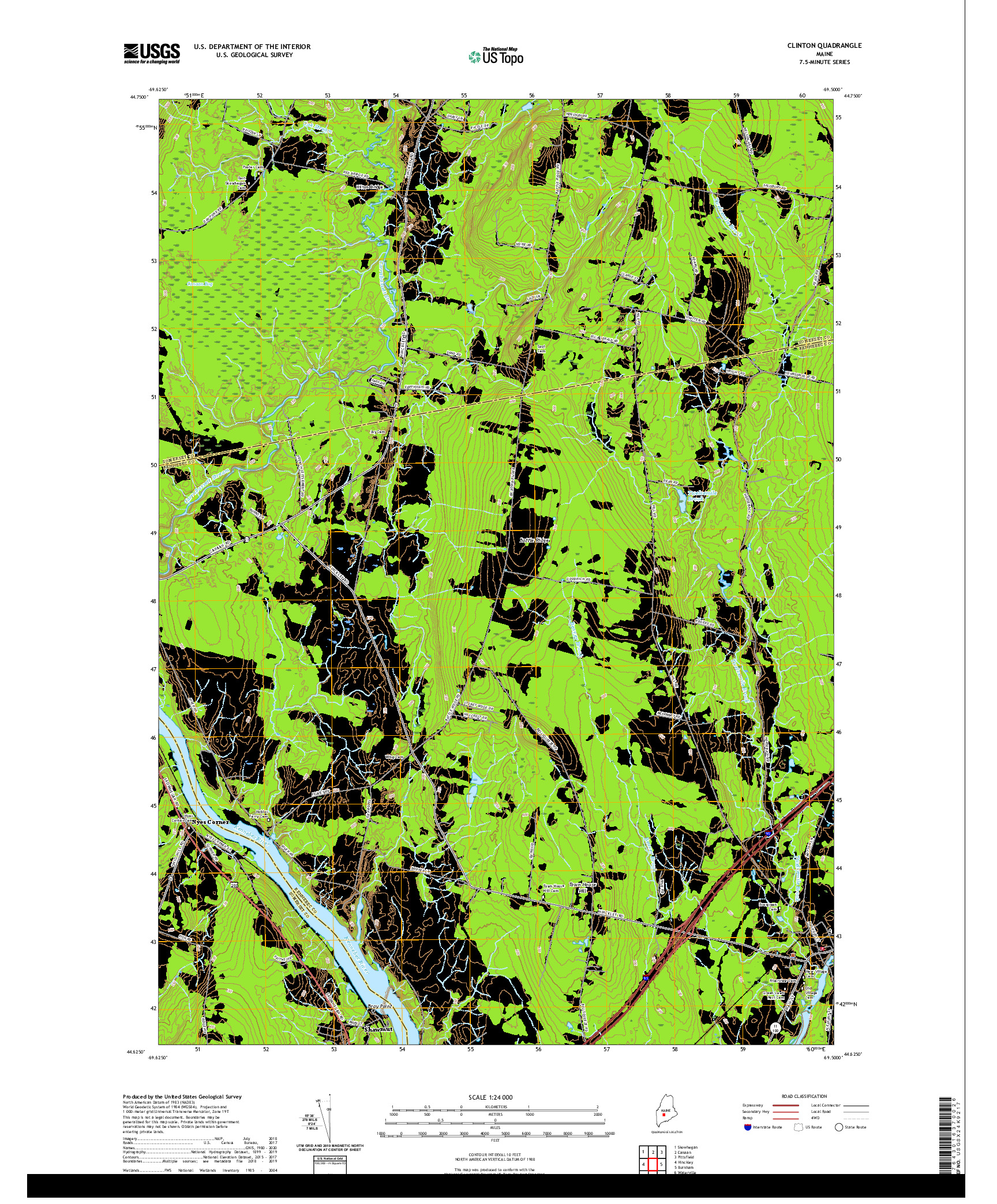 USGS US TOPO 7.5-MINUTE MAP FOR CLINTON, ME 2021